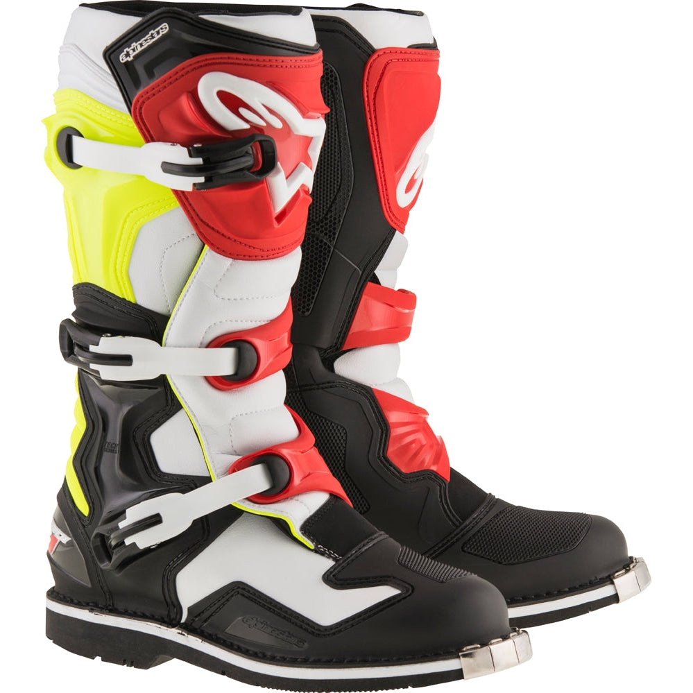 ALPINESTARS TECH 1 BOOTS BLACK/WHITE/YELLOW/RED SZ 09