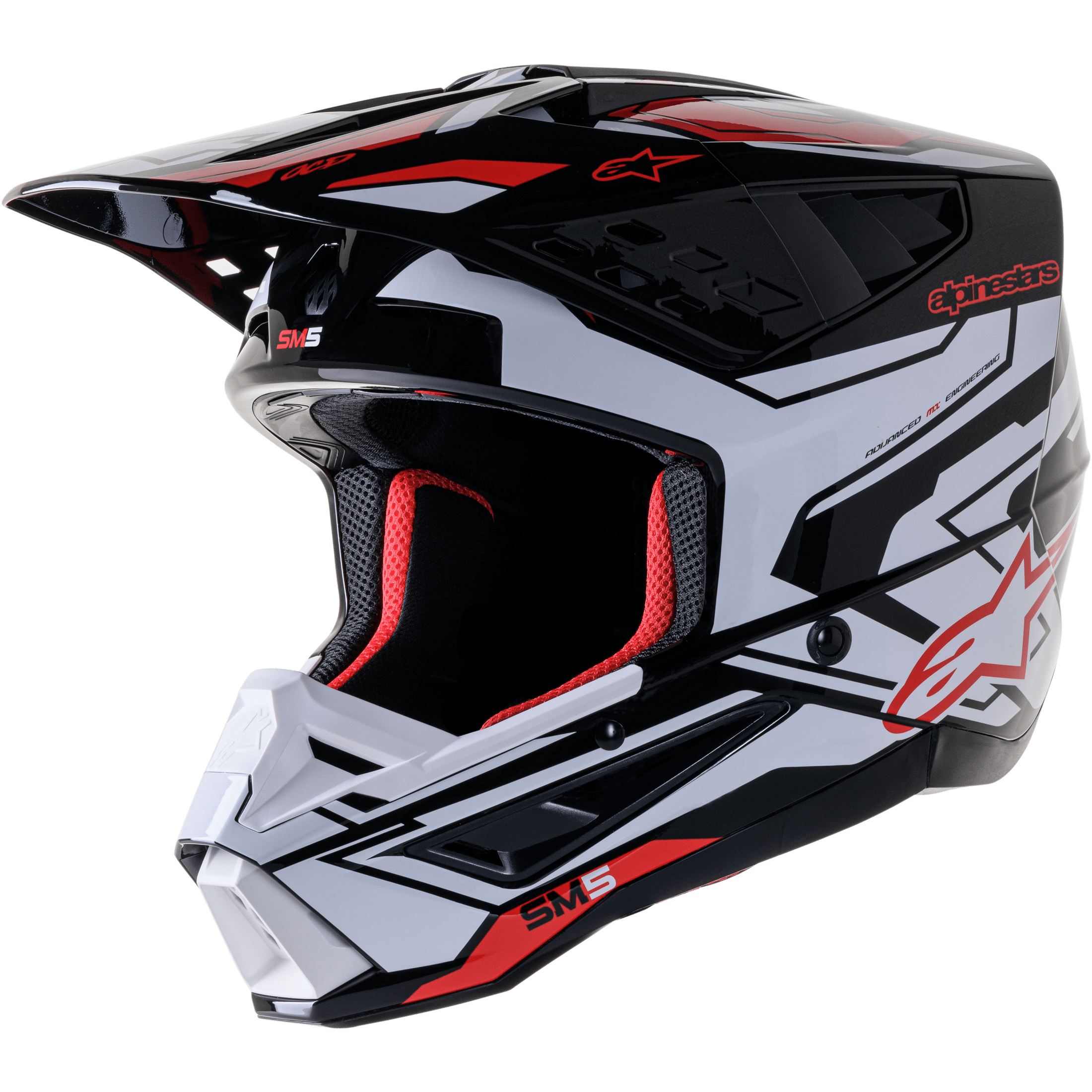 ALPINESTARS S-M5 ACTION 2 HELMET BLK/WHT/BRT RD GLOSSY XS