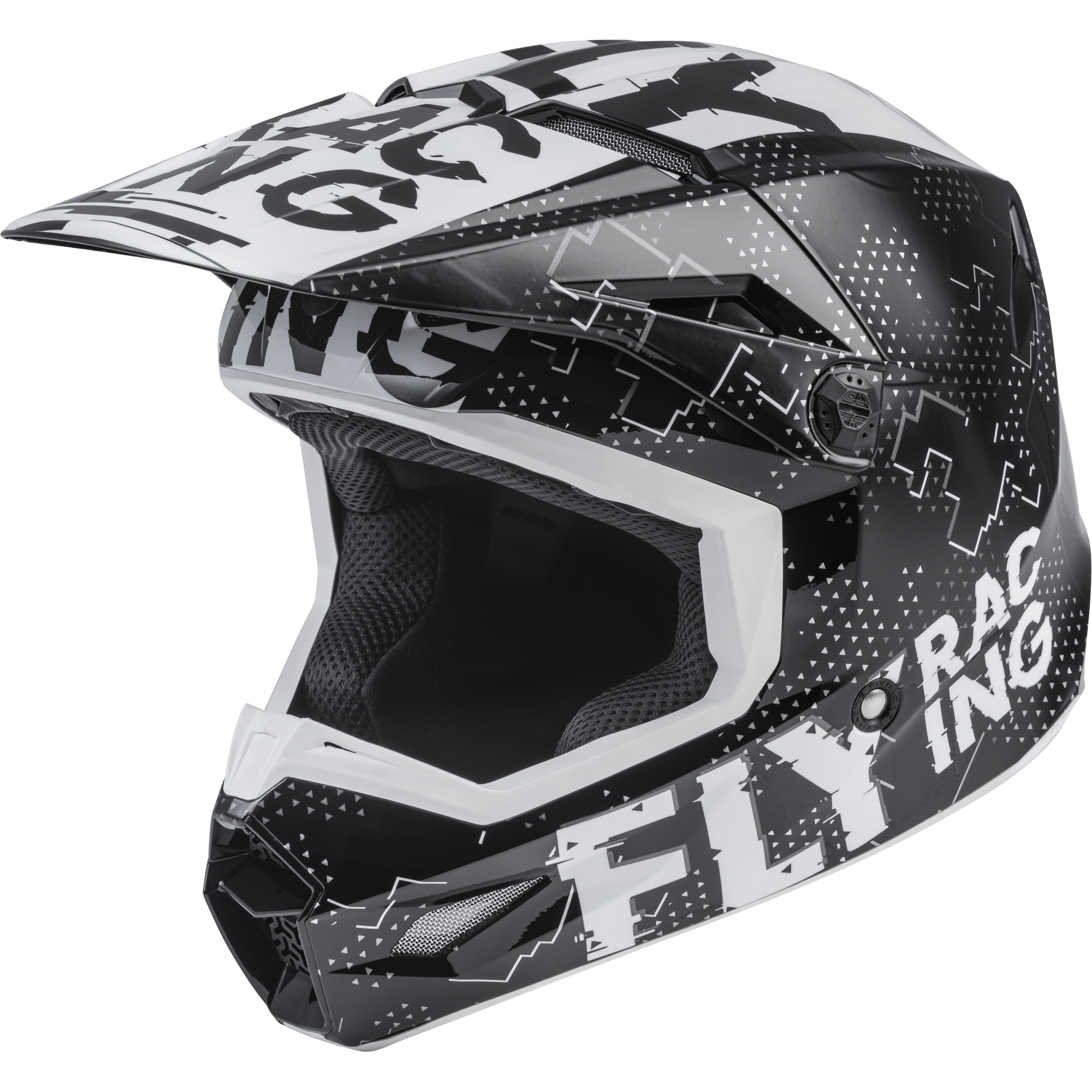 FLY RACING YOUTH KINETIC SCAN HELMET BLACK/WHITE YM
