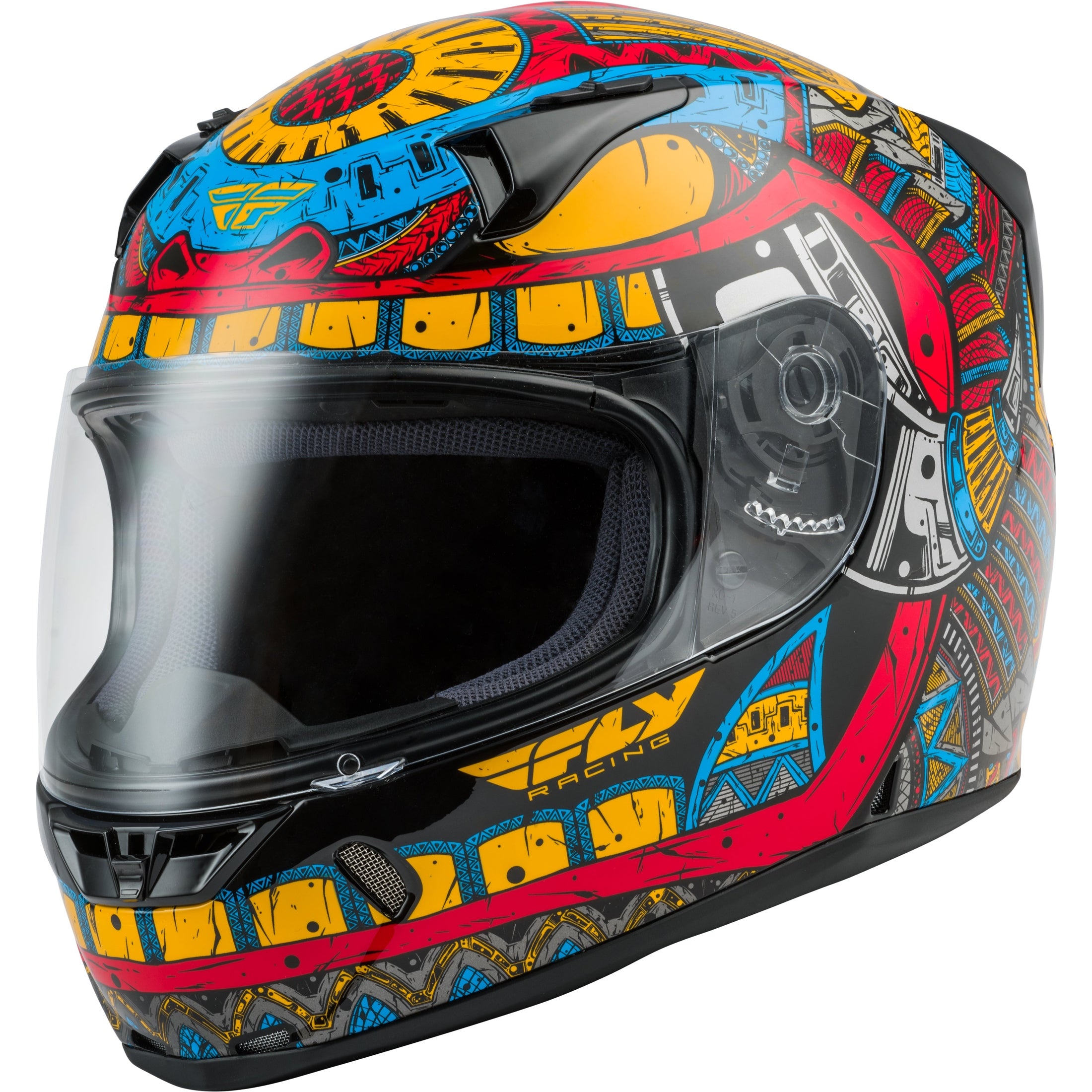 FLY RACING REVOLT CODEX HELMET RED/BLUE/YELLOW SM