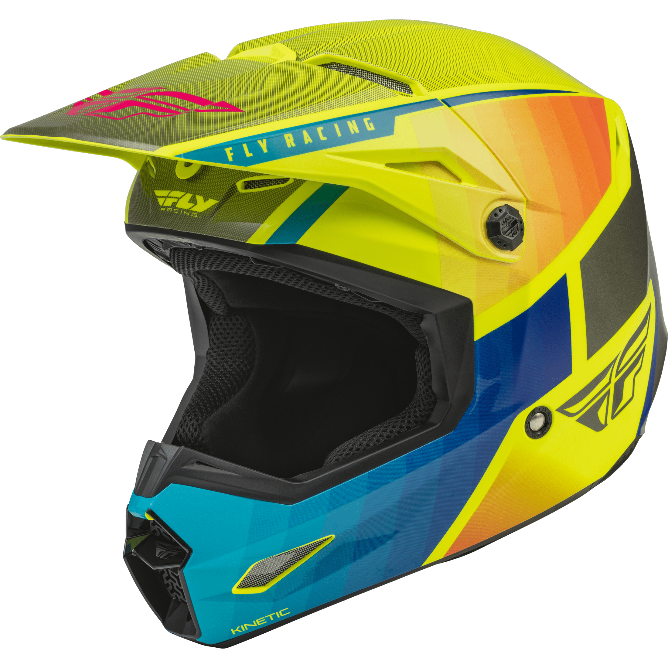 FLY RACING YOUTH KINETIC DRIFT HELMET BLUE/HI-VIS/CHARCOAL YS