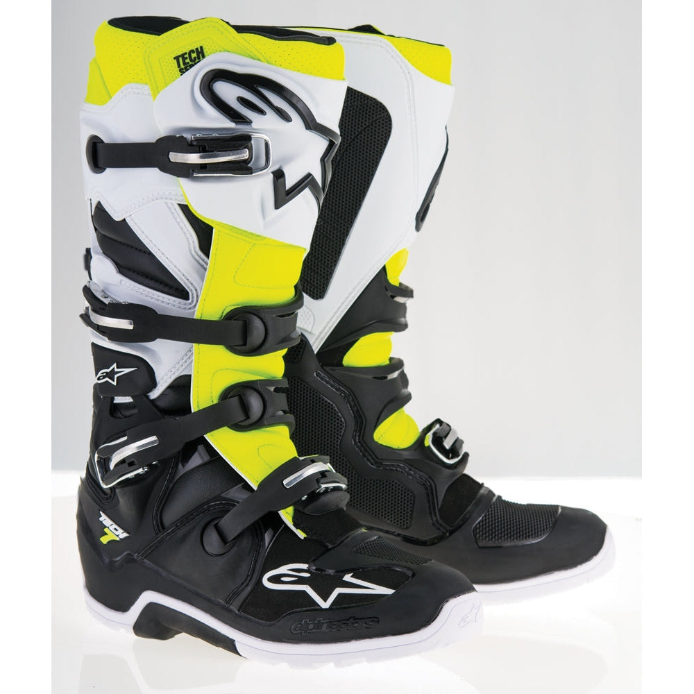 ALPINESTARS TECH 7 ENDURO BOOTS BLACK/WHITE/YELLOW SZ 08