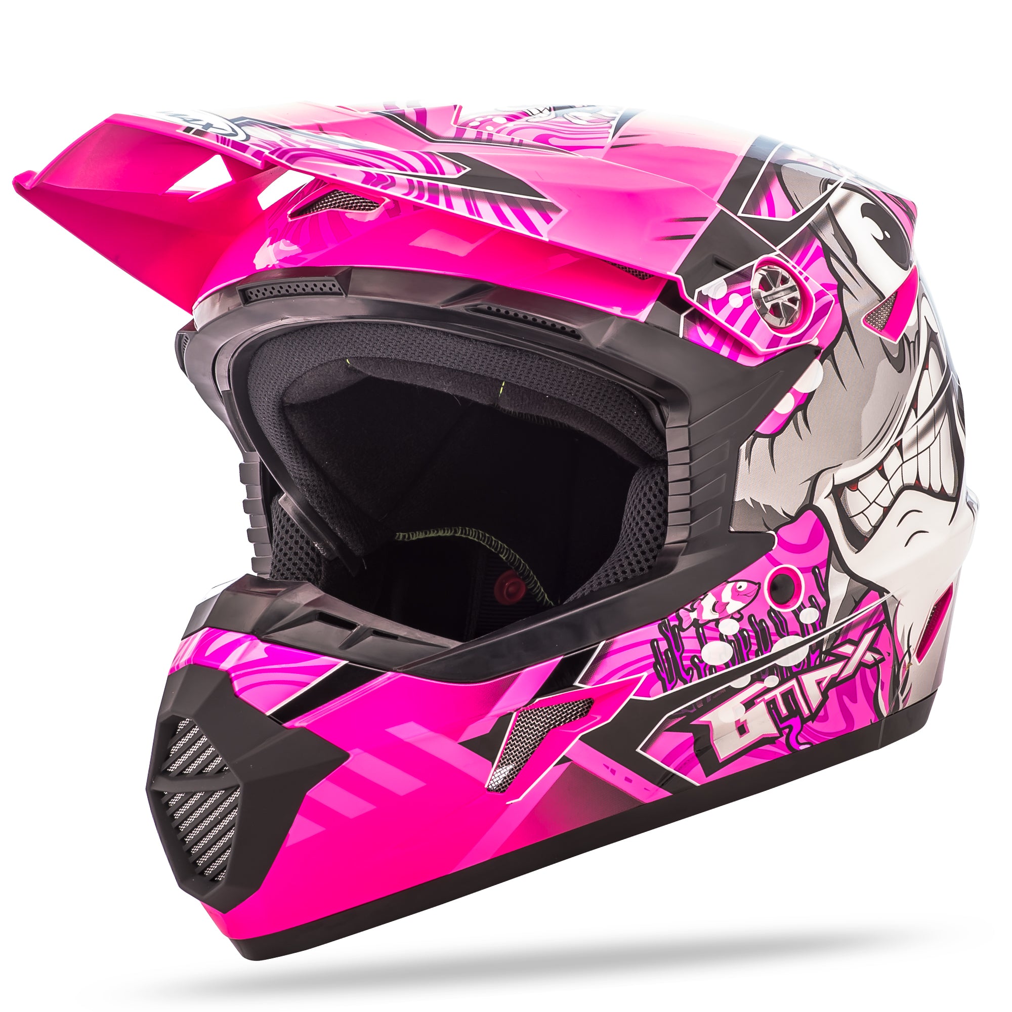 GMAX YOUTH MX-46Y OFF-ROAD HOOPER HELMET BLACK/PINK/PURPLE YL