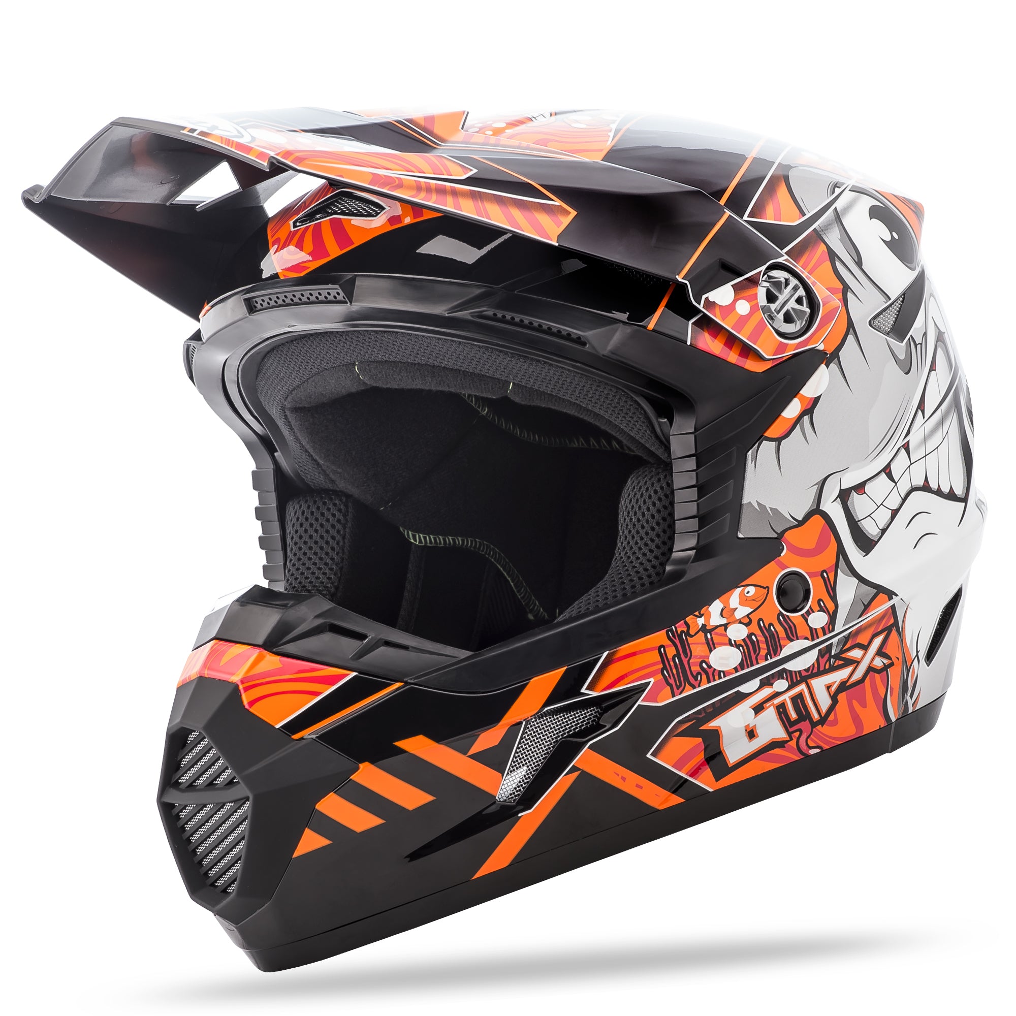 GMAX YOUTH MX-46Y OFF-ROAD HOOPER HELMET BLACK/ORANGE YS