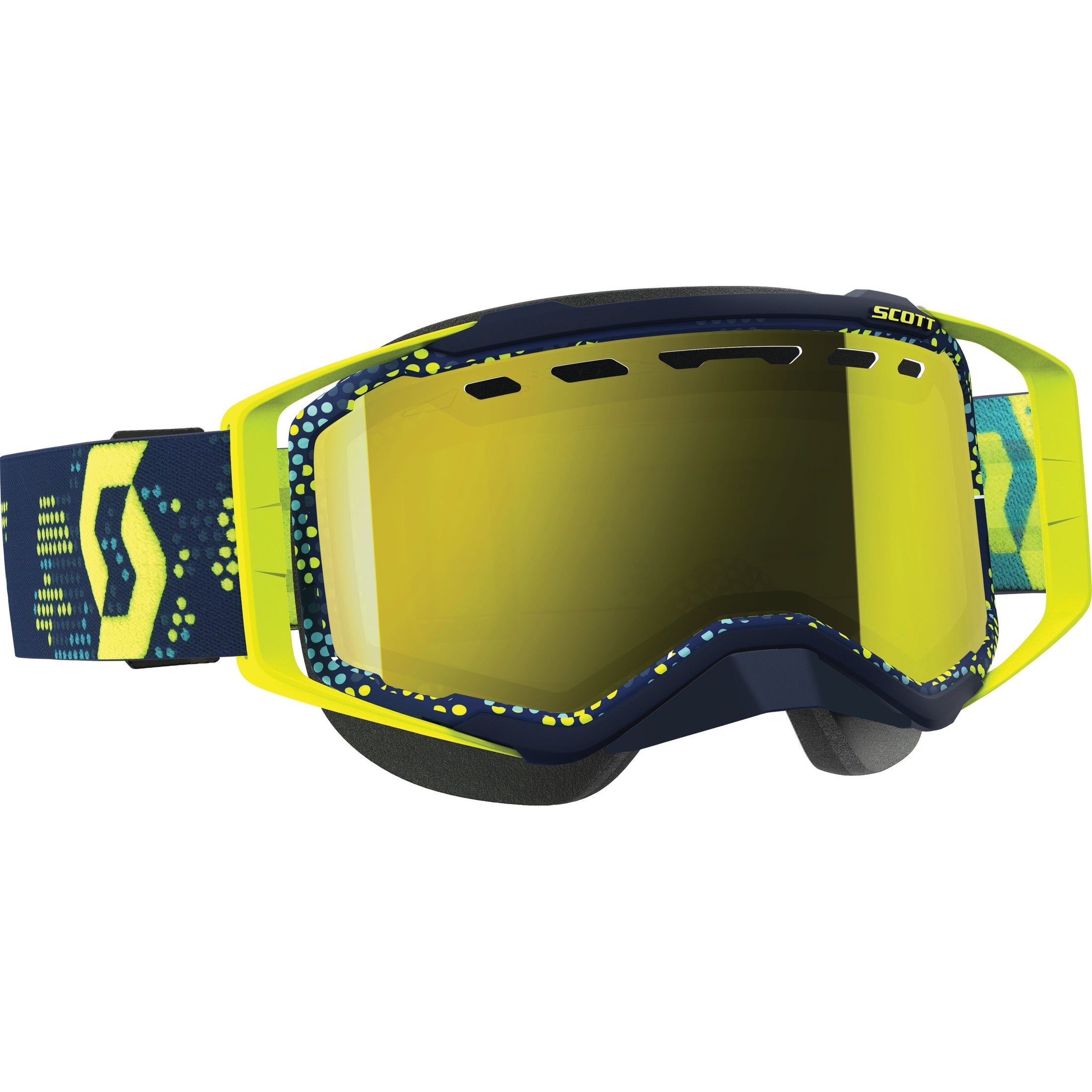 SCOTT GOGGLE PROSPECT SNOW YLW /BLU AMP GREEN CHROME LENS