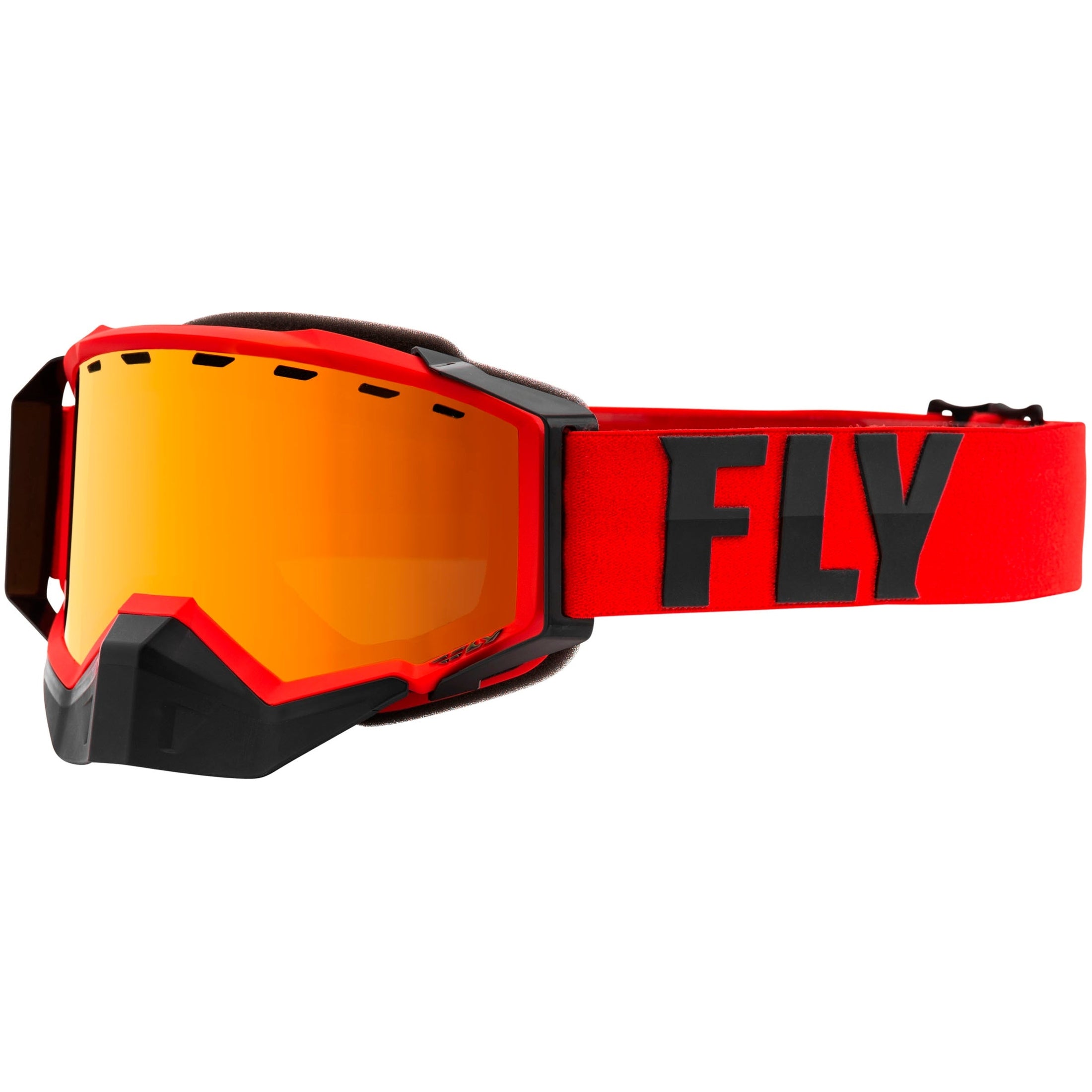 FLY RACING ZONE PRO SNOW GOGGLE RED/GREY W/ ORANGE/POLARIZED SMOKE LENS