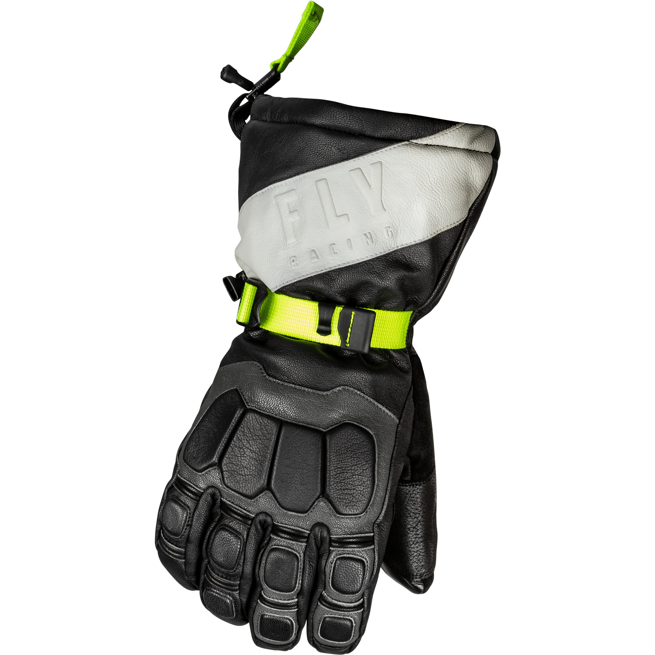 FLY RACING GLACIER GLOVES BLACK/GREY/HI-VIS LG