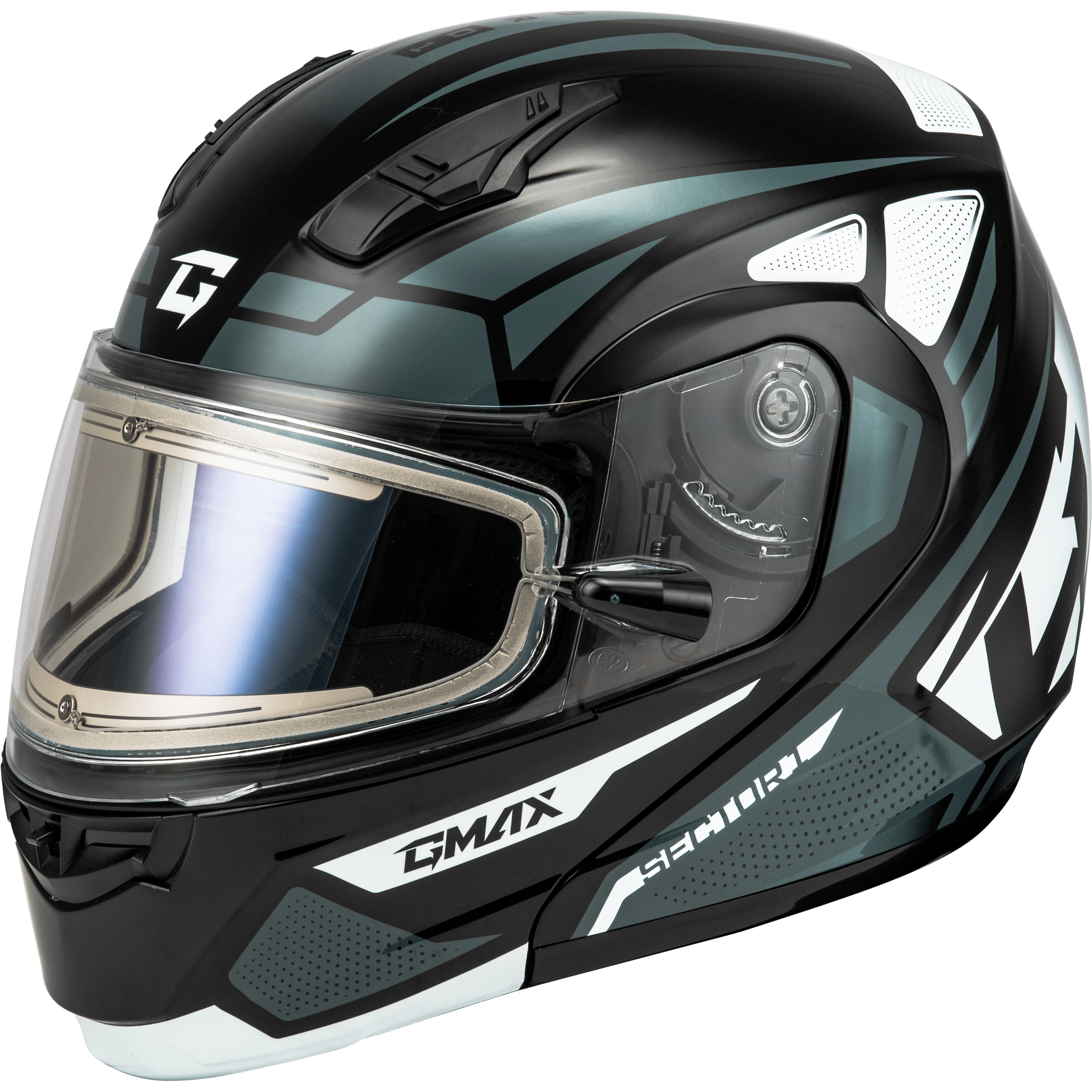 GMAX MD-04S SECTOR SNOW HELMET W/ ELECTRIC SHIELD BLK/SILVER MD