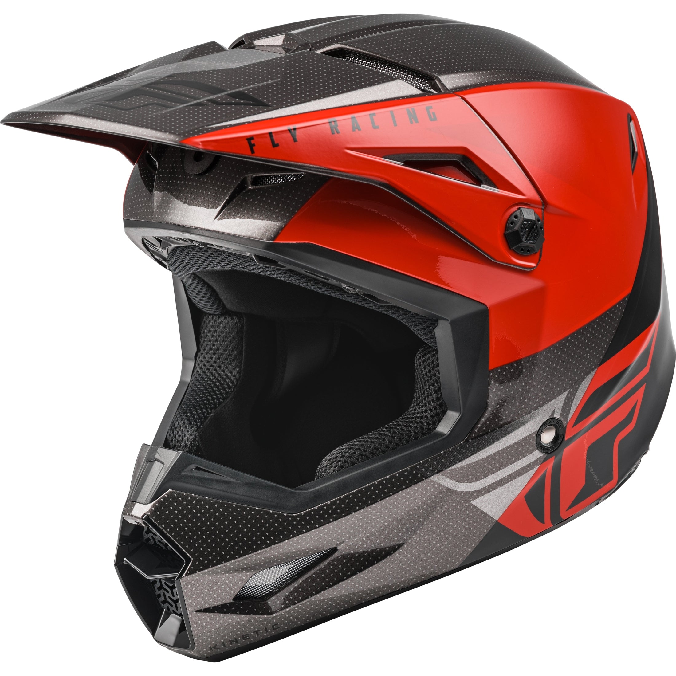 FLY RACING YOUTH KINETIC STRAIGHT EDGE HELMET RED/BLACK/GREY YS