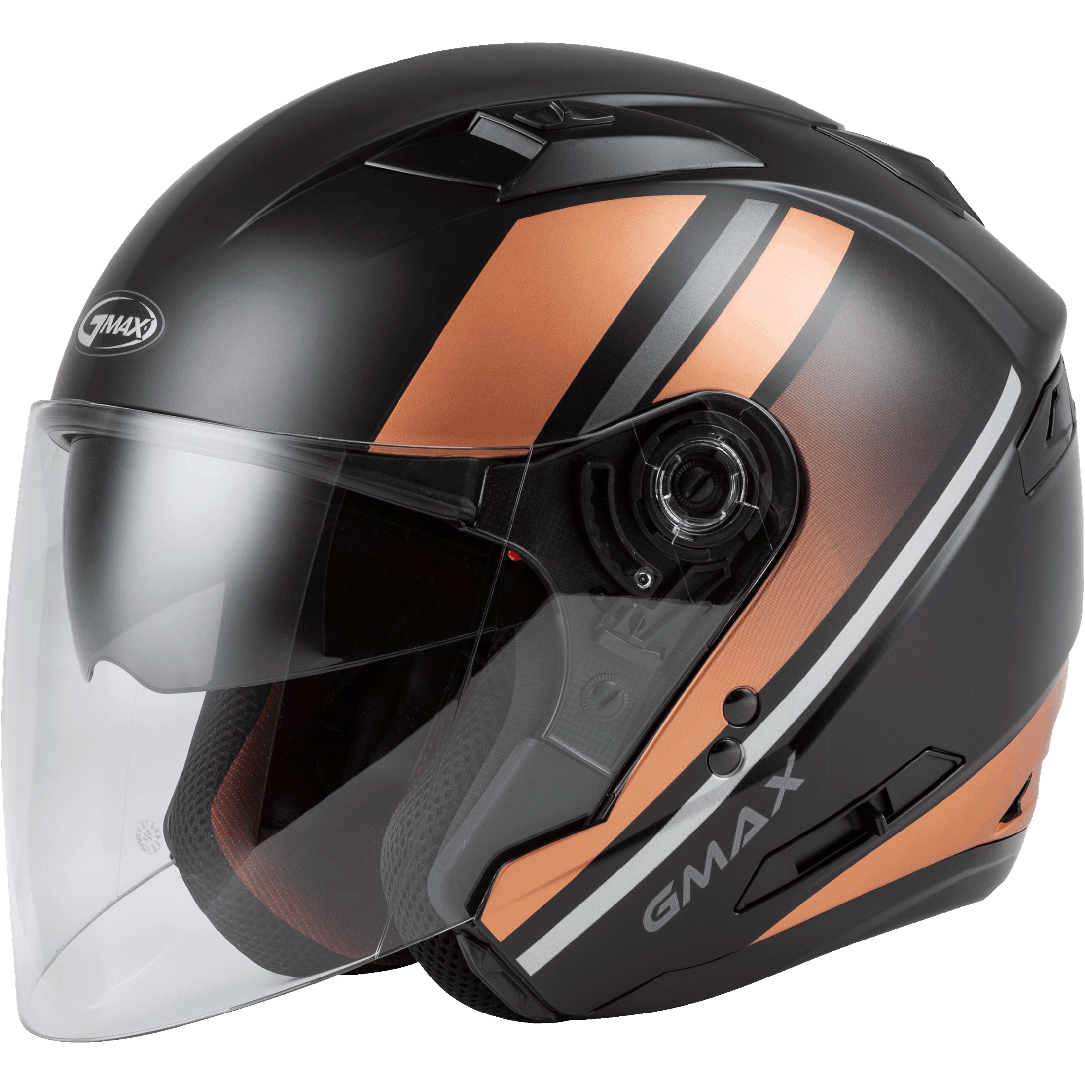 GMAX OF-77 OPEN-FACE REFORM HELMET MATTE BLACK/COPPER/SILVER 2X