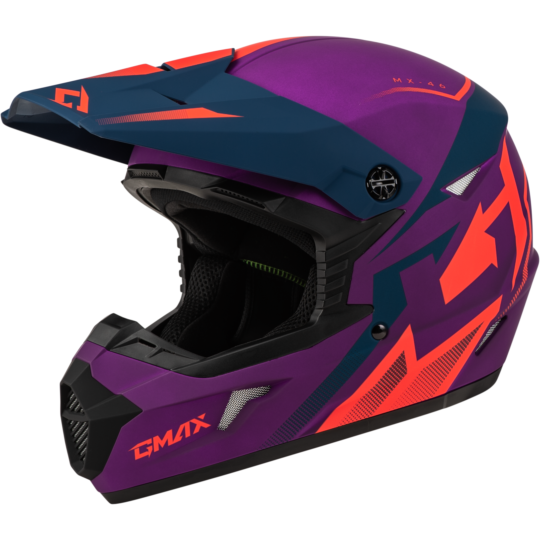 GMAX MX-46 COMPOUND HELMET MATTE PURPLE/CORAL/BLUE LG