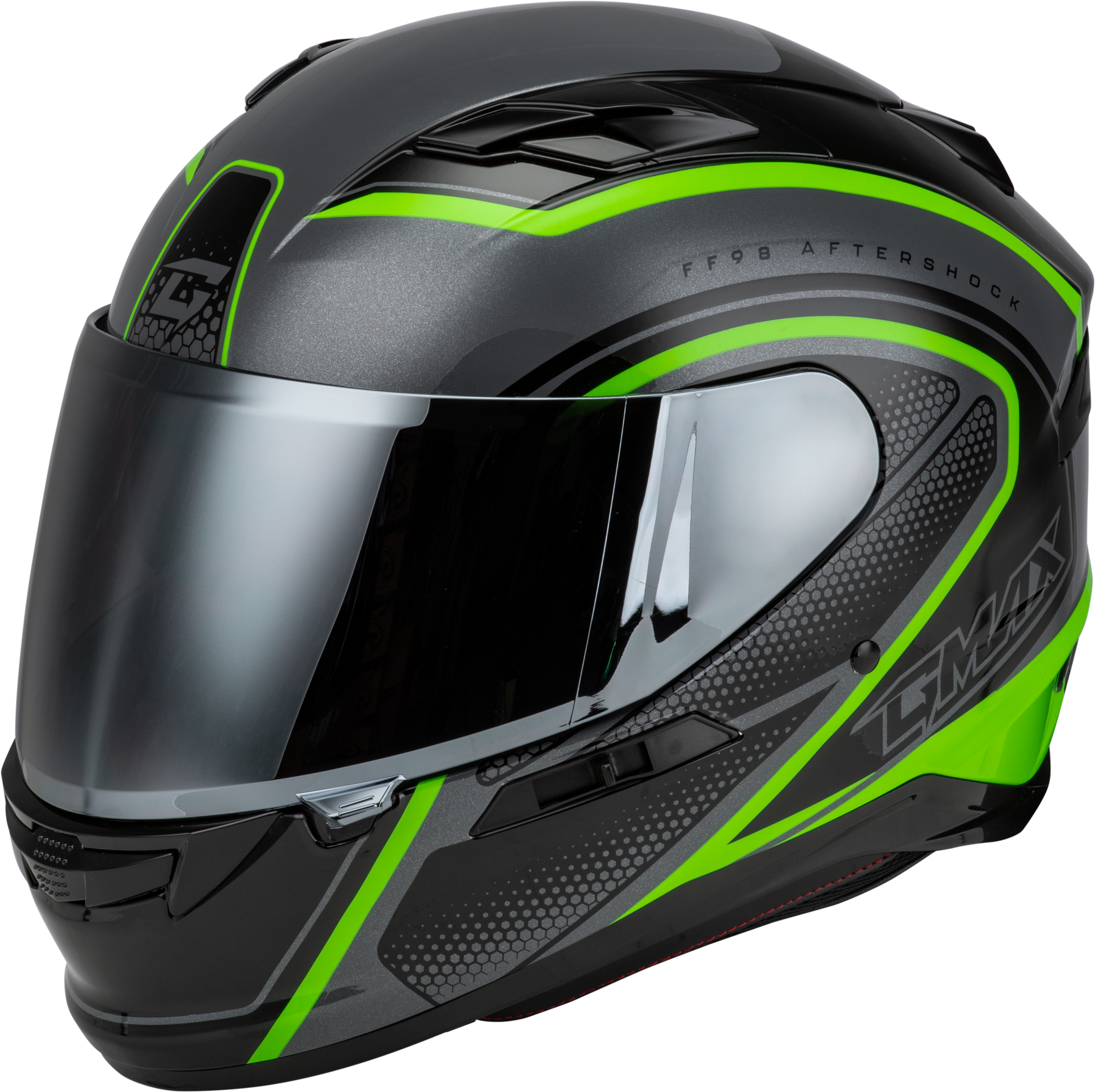 GMAX FF-98 AFTERSHOCK HELMET GREY/NEON GREEN 2X