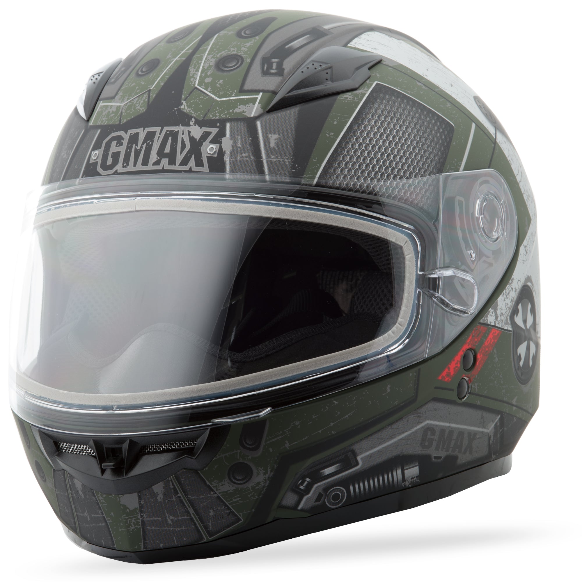 GMAX GM-49Y SNOW HELMET TROOPER MATTE BLACK/OD GREEN YL