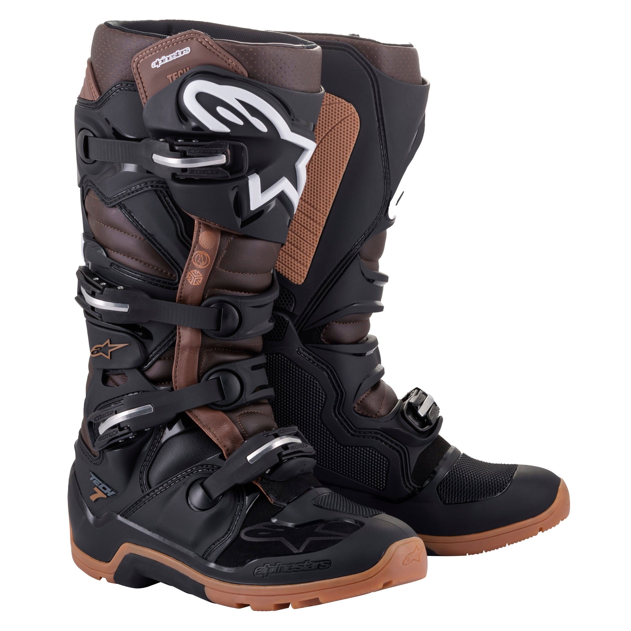 ALPINESTARS TECH 7 ENDURO BOOTS BLACK/DARK BROWN SZ 14