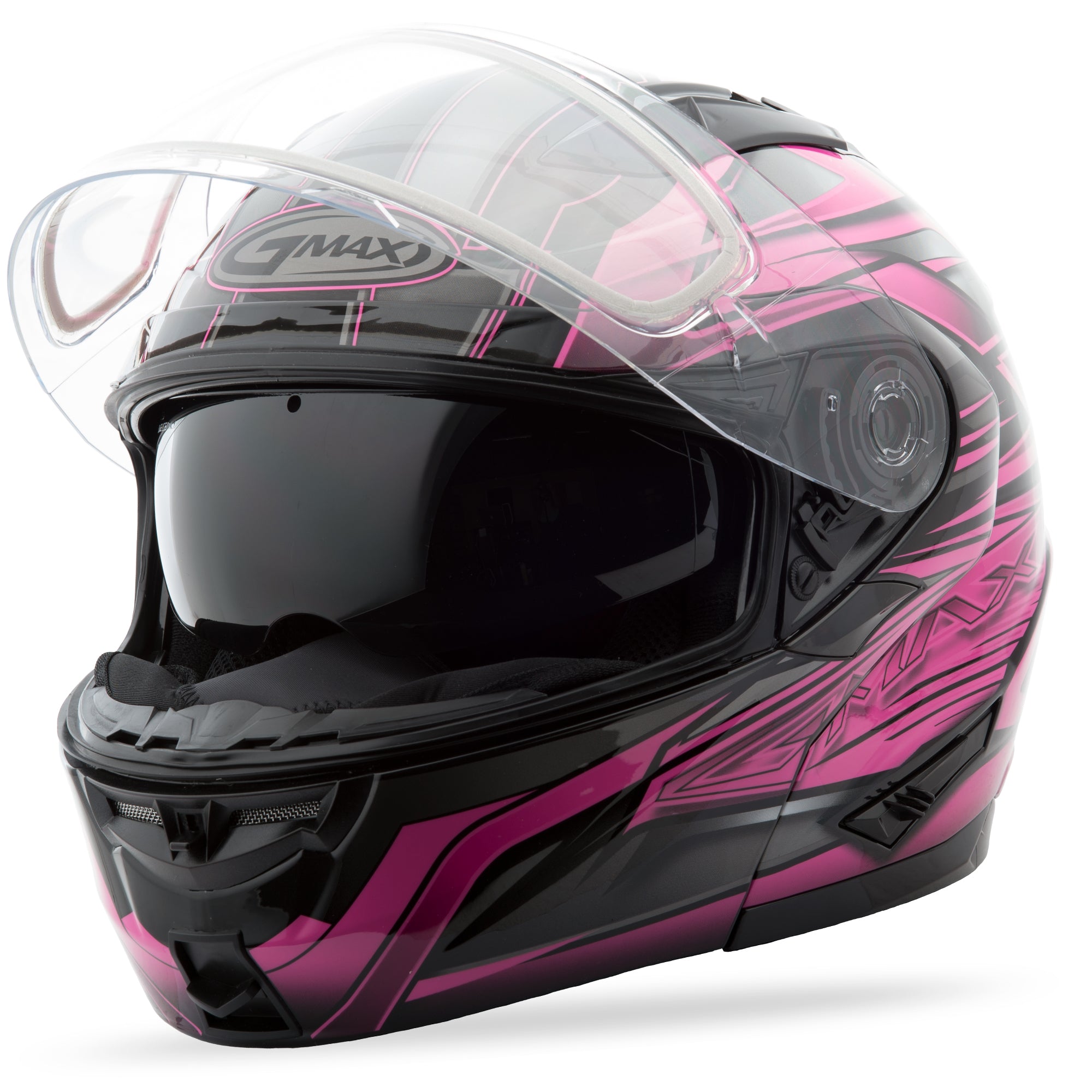 GMAX GM-64S MODULAR HELMET CARBIDE BLACK/PINK M