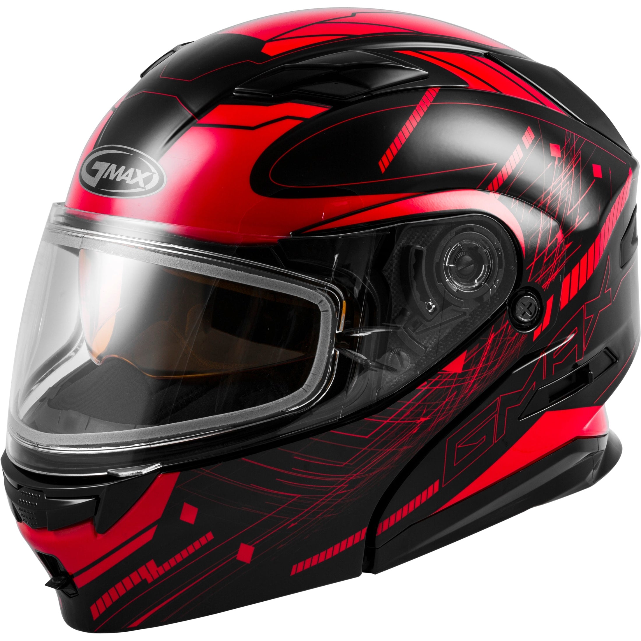 GMAX MD-01S MODULAR WIRED SNOW HELMET BLACK/RED MD
