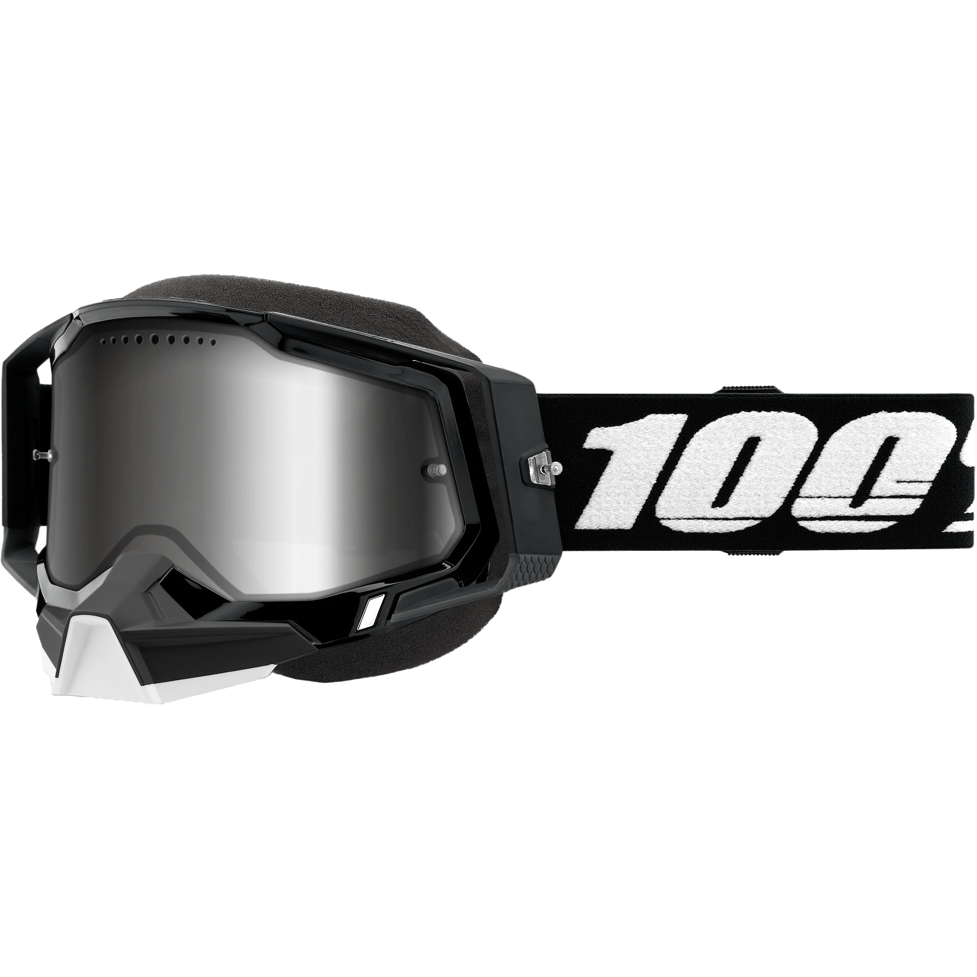 100-PERCENT RACECRAFT 2 SNOWMOBILE GOGGLE BLACK MIRROR SILVER LENS