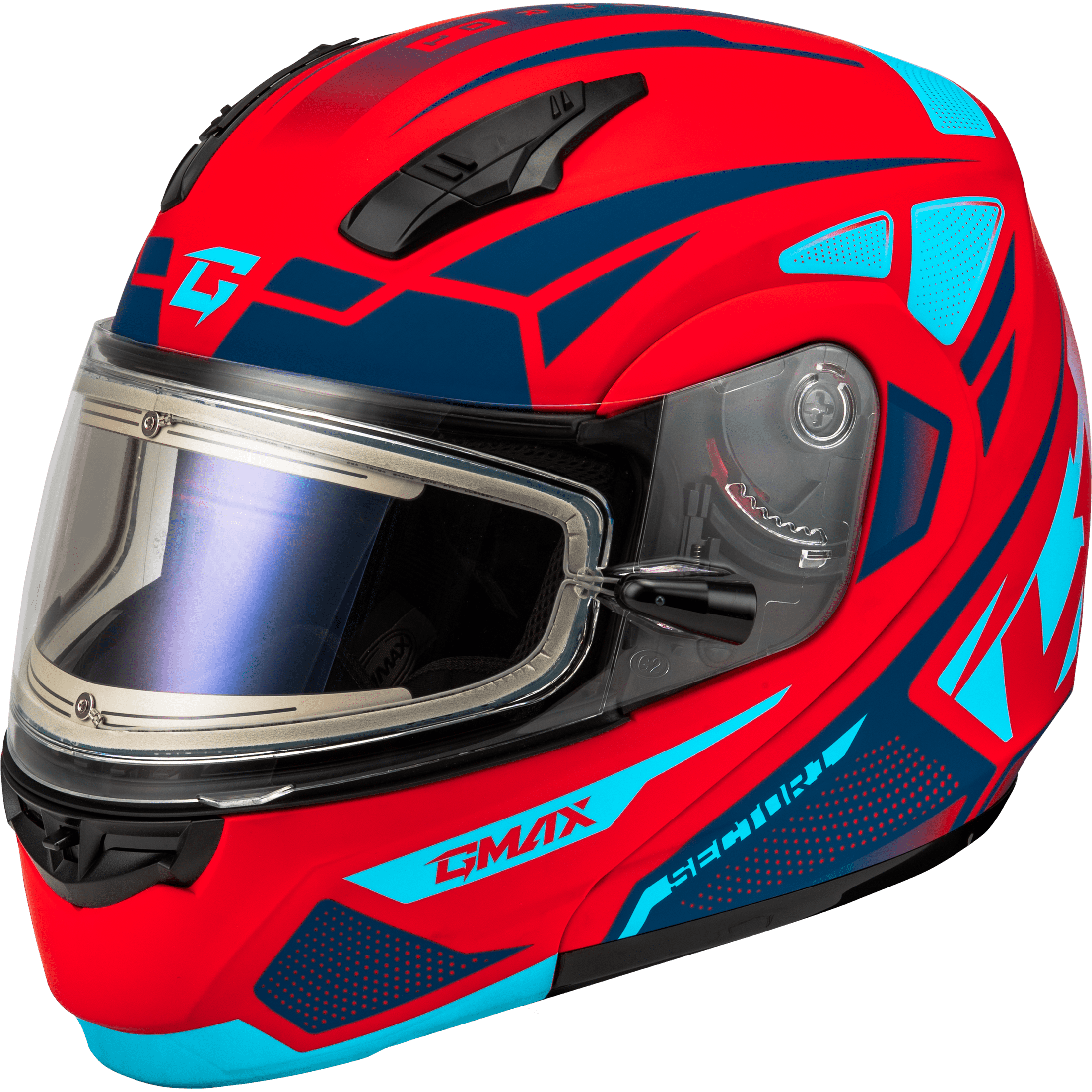 GMAX MD-04S SECTOR SNOW HELMET W/ ELEC SHIELD MATTE RED/BLUE 3X