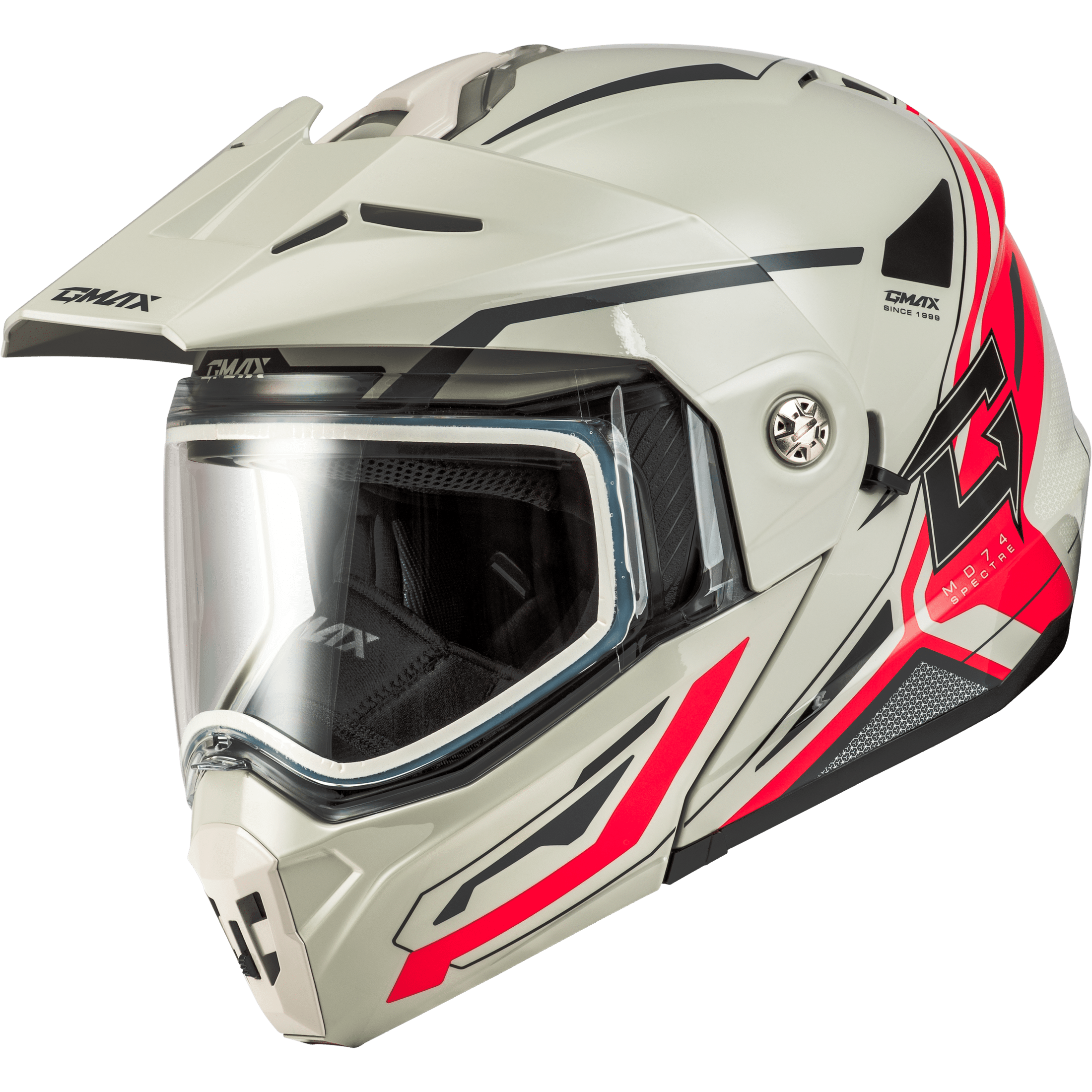GMAX MD-74S SPECTRE SNOW HELMET WHITE/RED XL
