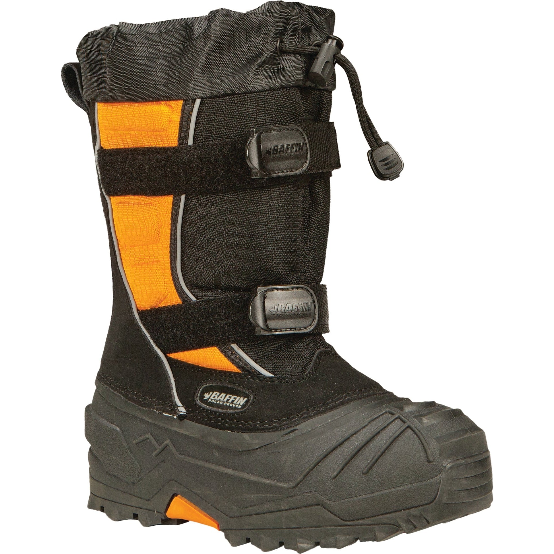 BAFFIN YOUTH EIGER BOOTS BLACK/ORANGE SZ 12