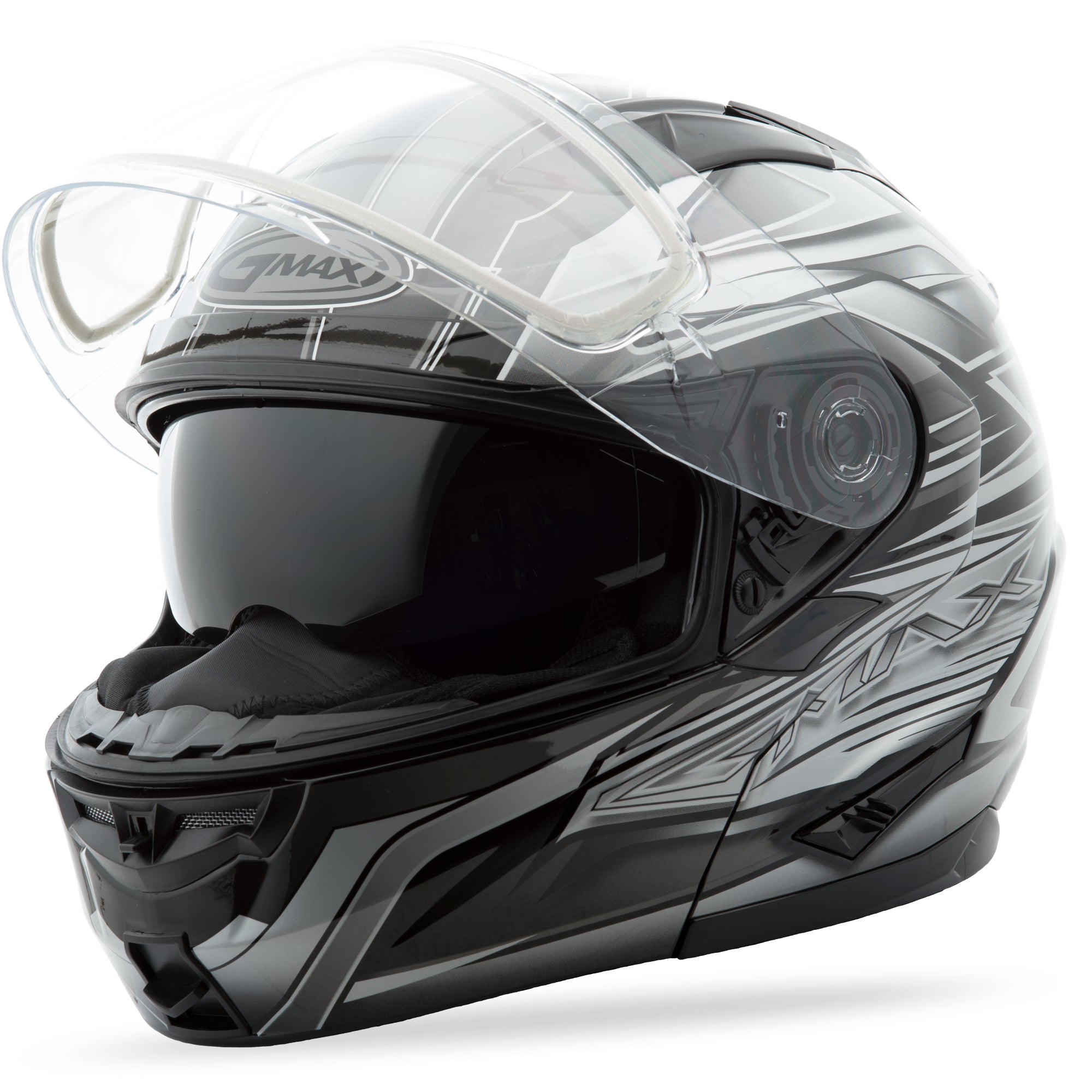 GMAX GM-64S MODULAR HELMET CARBIDE MATTE BLACK/WHITE M