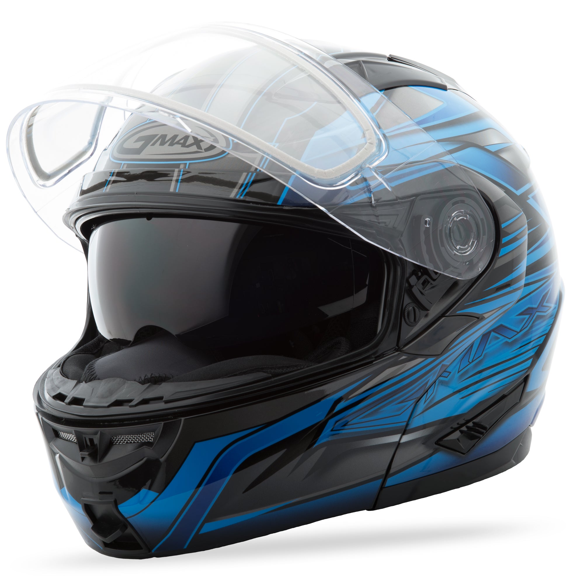 GMAX GM-64S MODULAR HELMET CARBIDE BLACK/BLUE M