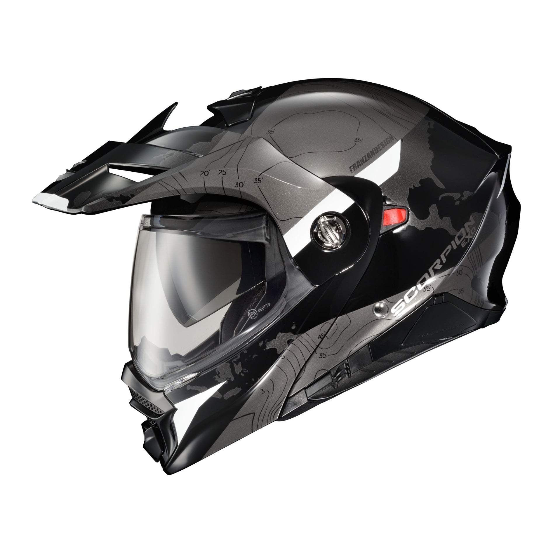 SCORPION EXO EXO-AT960 MODULAR HELMET TOPOGRAPHIC BLACK/WHITE SM
