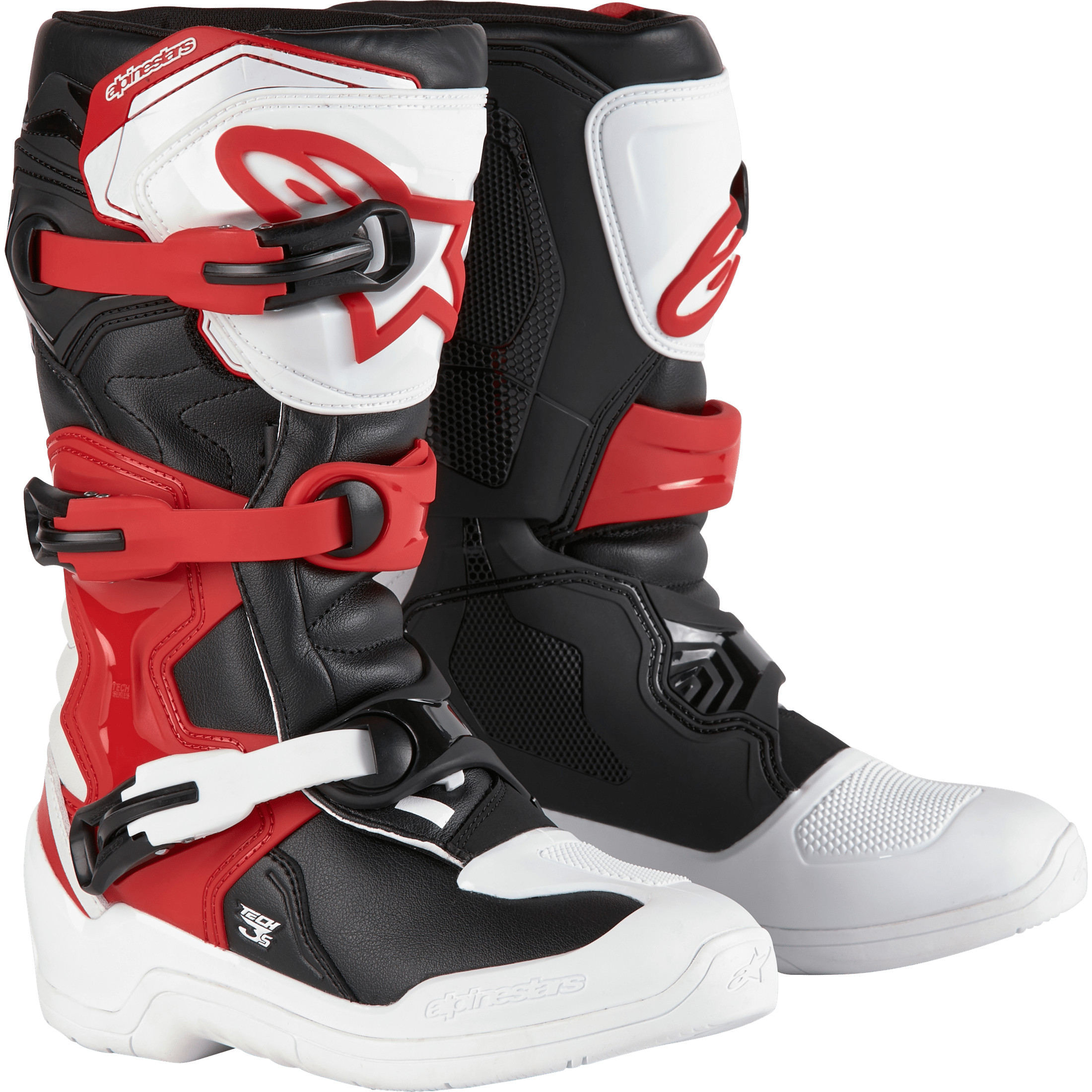 ALPINESTARS TECH 3S YOUTH BOOTS WHT/BLK/BT RED SZ 8