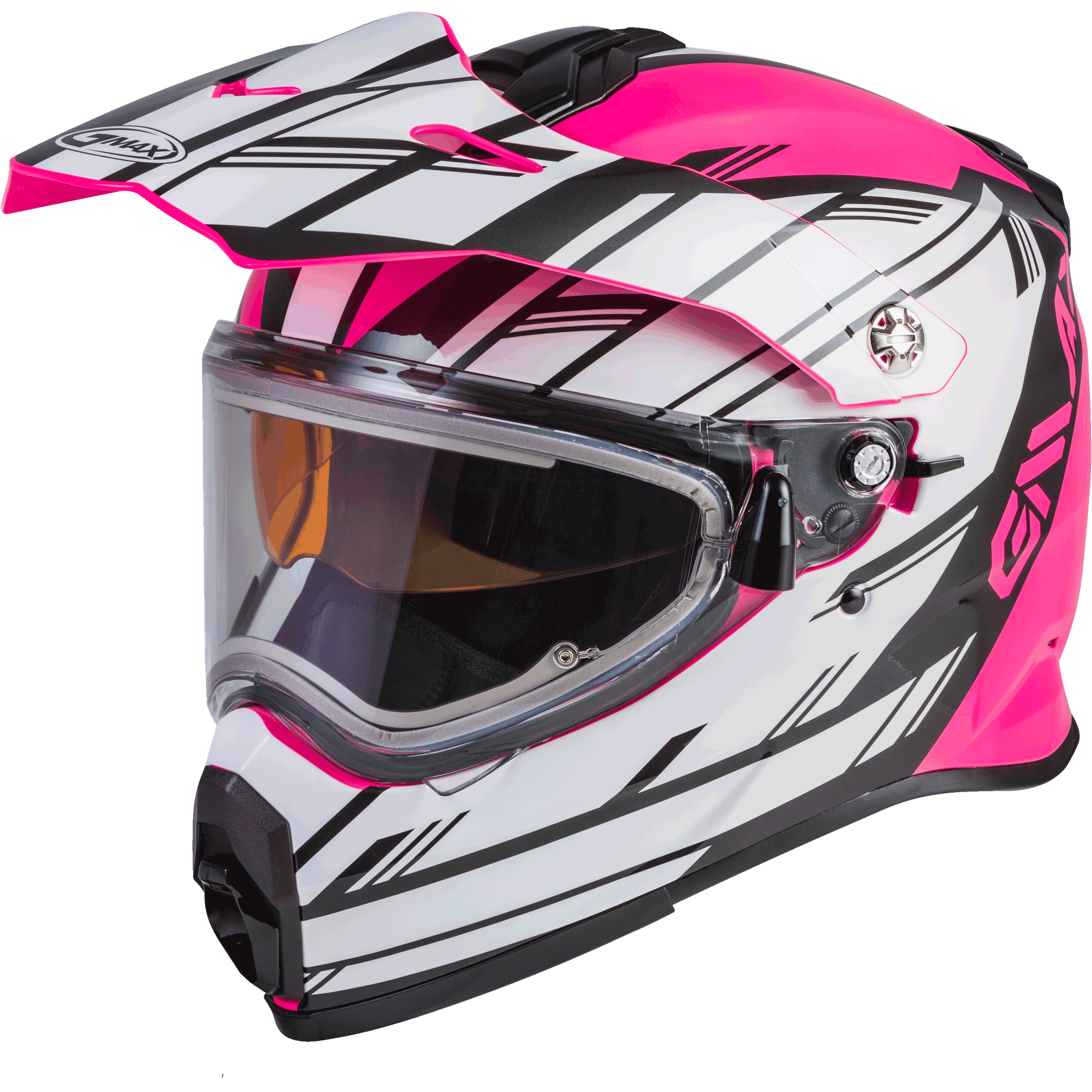GMAX AT-21S EPIC SNOW HELMET W/ELEC SHIELD PINK/WHITE/BLACK LG