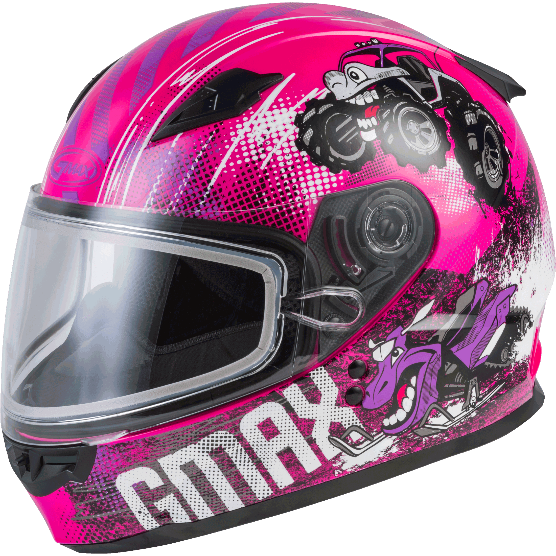 GMAX YOUTH GM-49Y BEASTS SNOW HELMET PINK/PURPLE/GREY YS