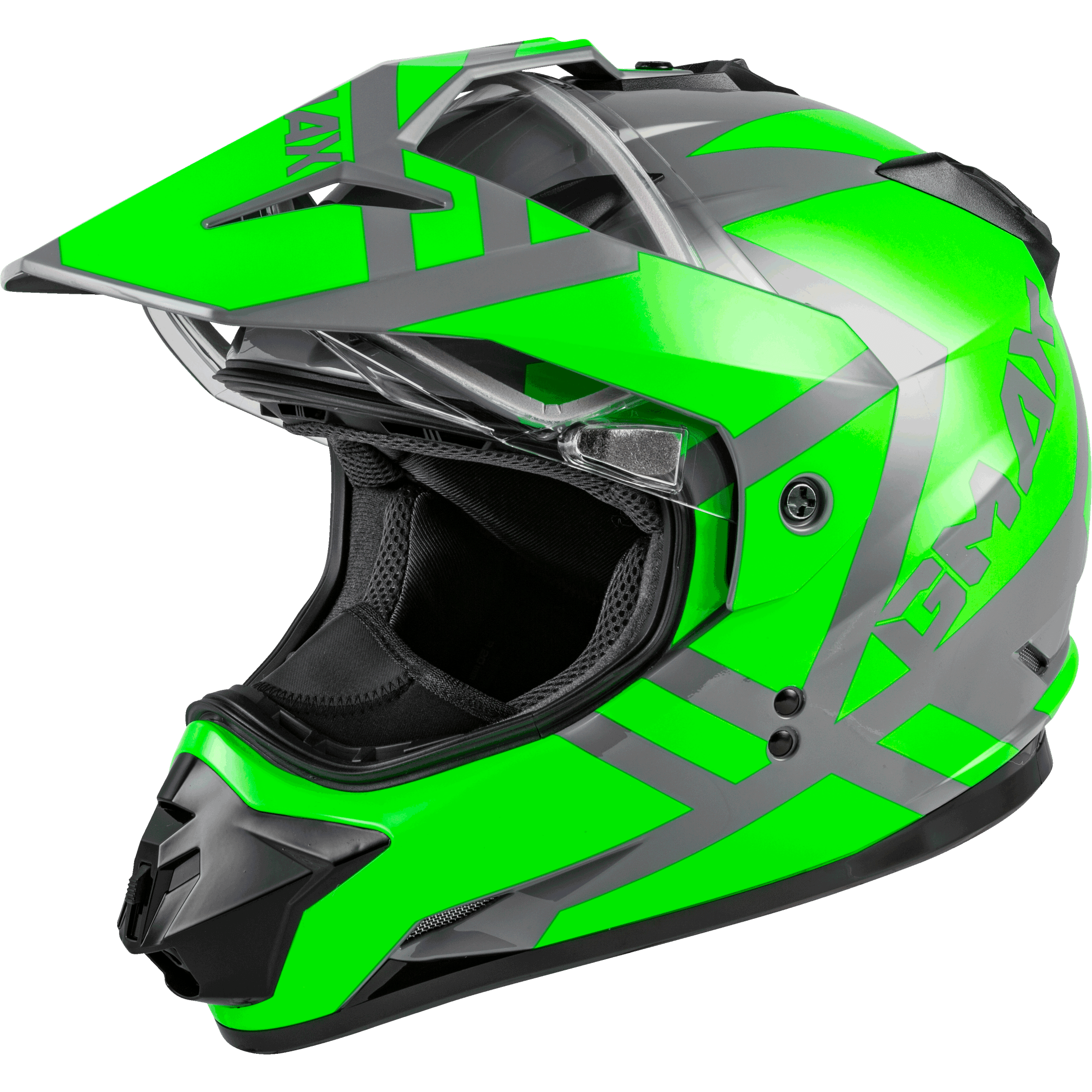 GMAX GM-11S DUAL-SPORT TRAPPER SNOW HELMET GREY/NEON GREEN XL