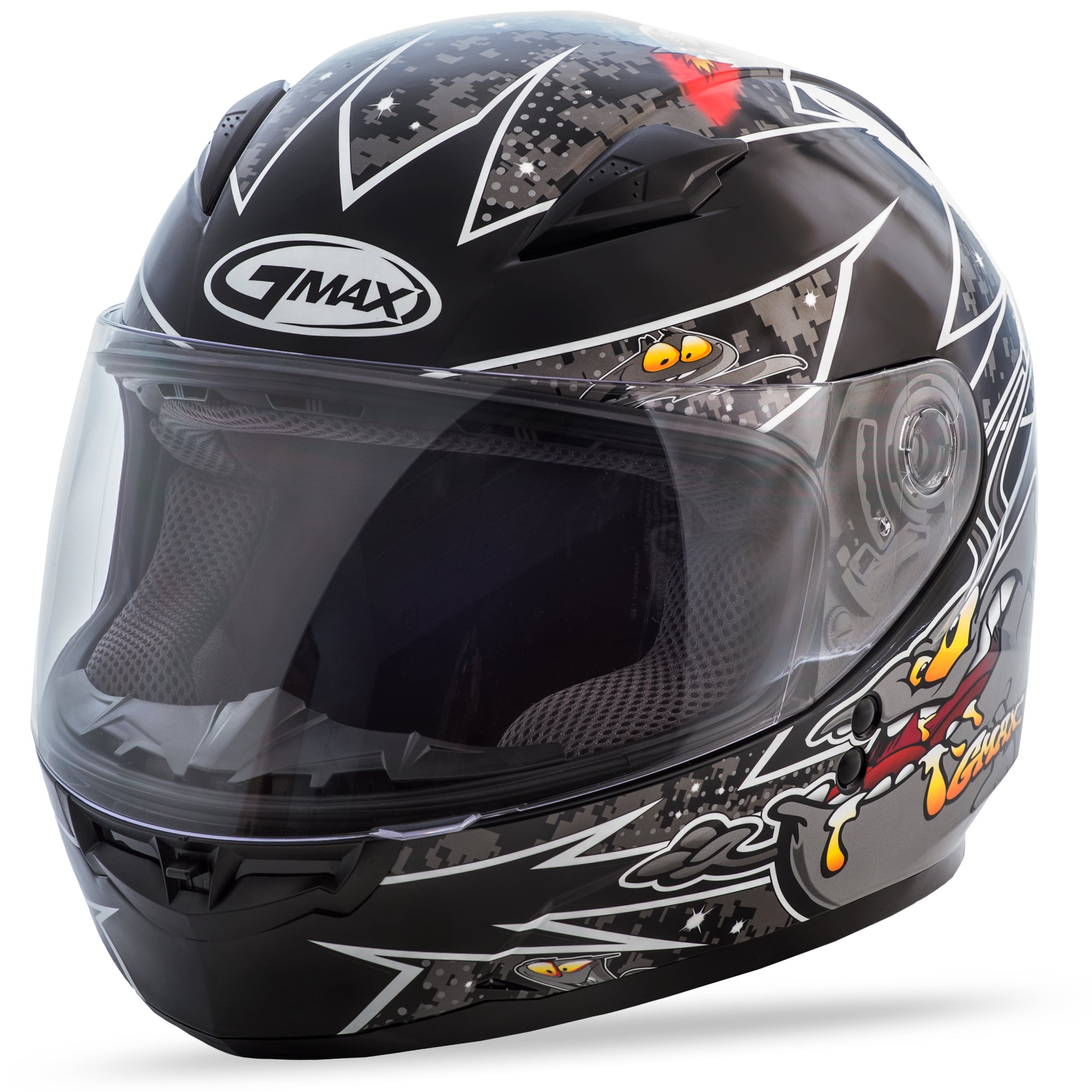 GMAX YOUTH GM-49Y FULL-FACE ALIEN HELMET BLACK/SILVER YL