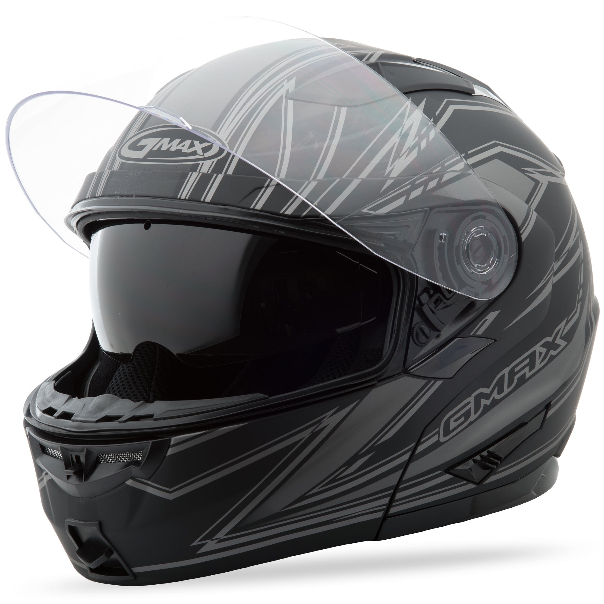 GMAX GM-64 MODULAR DERK HELMET MATTE BLACK/SILVER SM