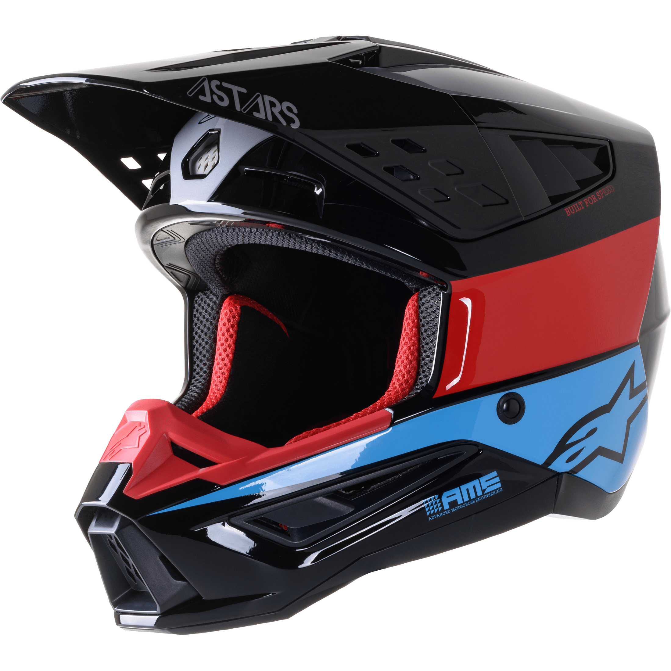 ALPINESTARS S-M5 BOND HELMET BLACK/RED/CYAN GLOSSY LG