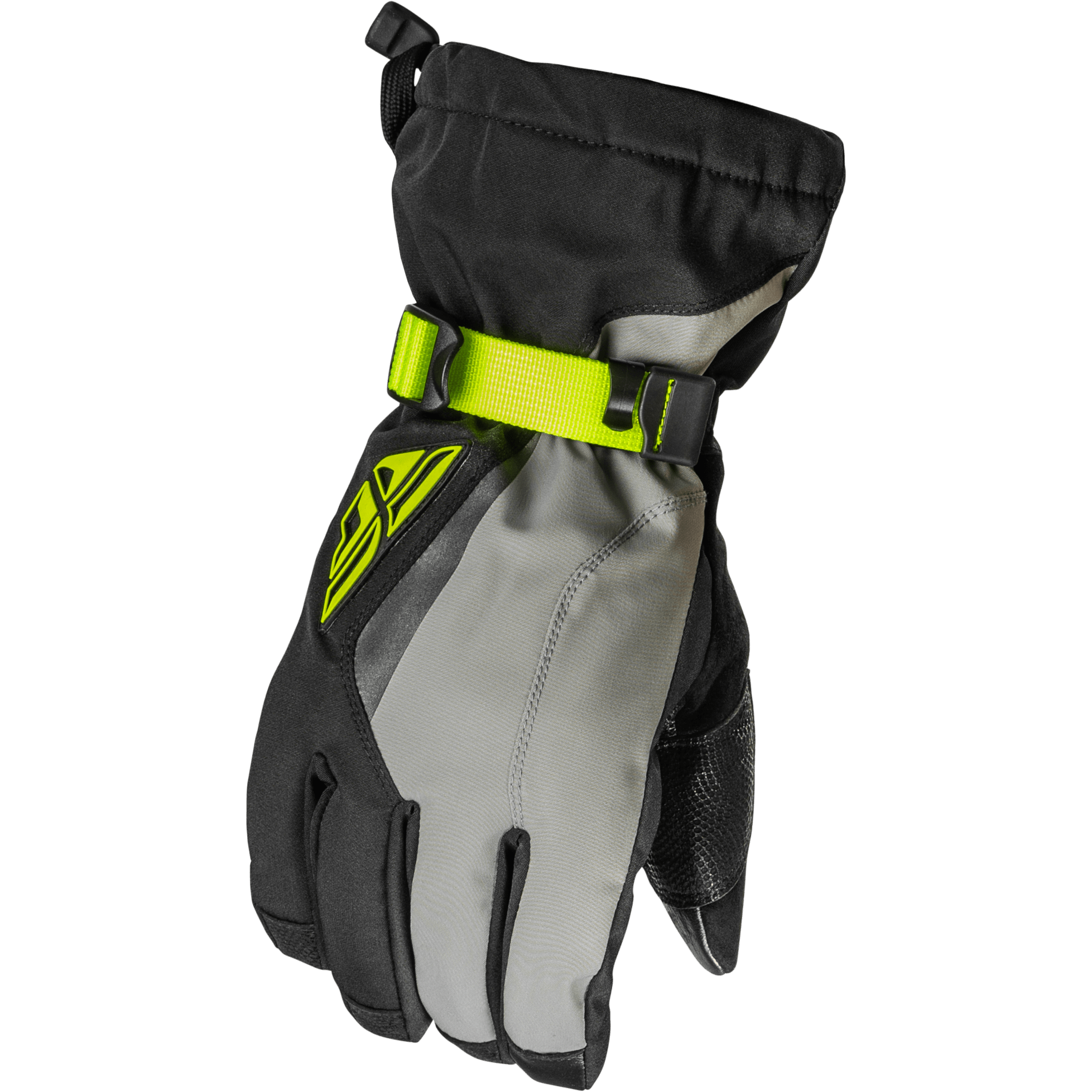 FLY RACING TITLE GAUNTLET GLOVES BLACK/GREY/HI-VIS SM
