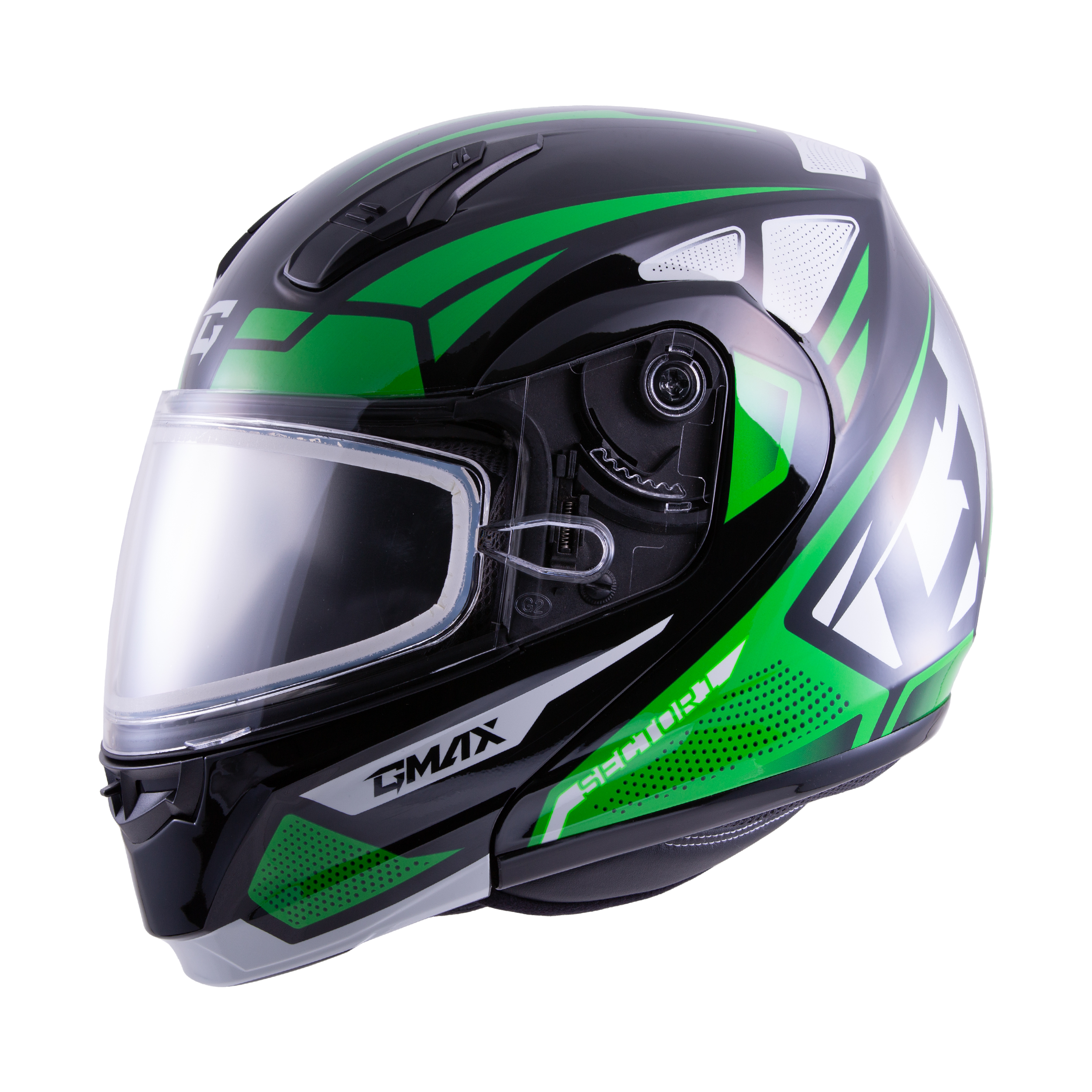 GMAX MD-04S SECTOR SNOW HELMET BLK/GREEN/WHT SM