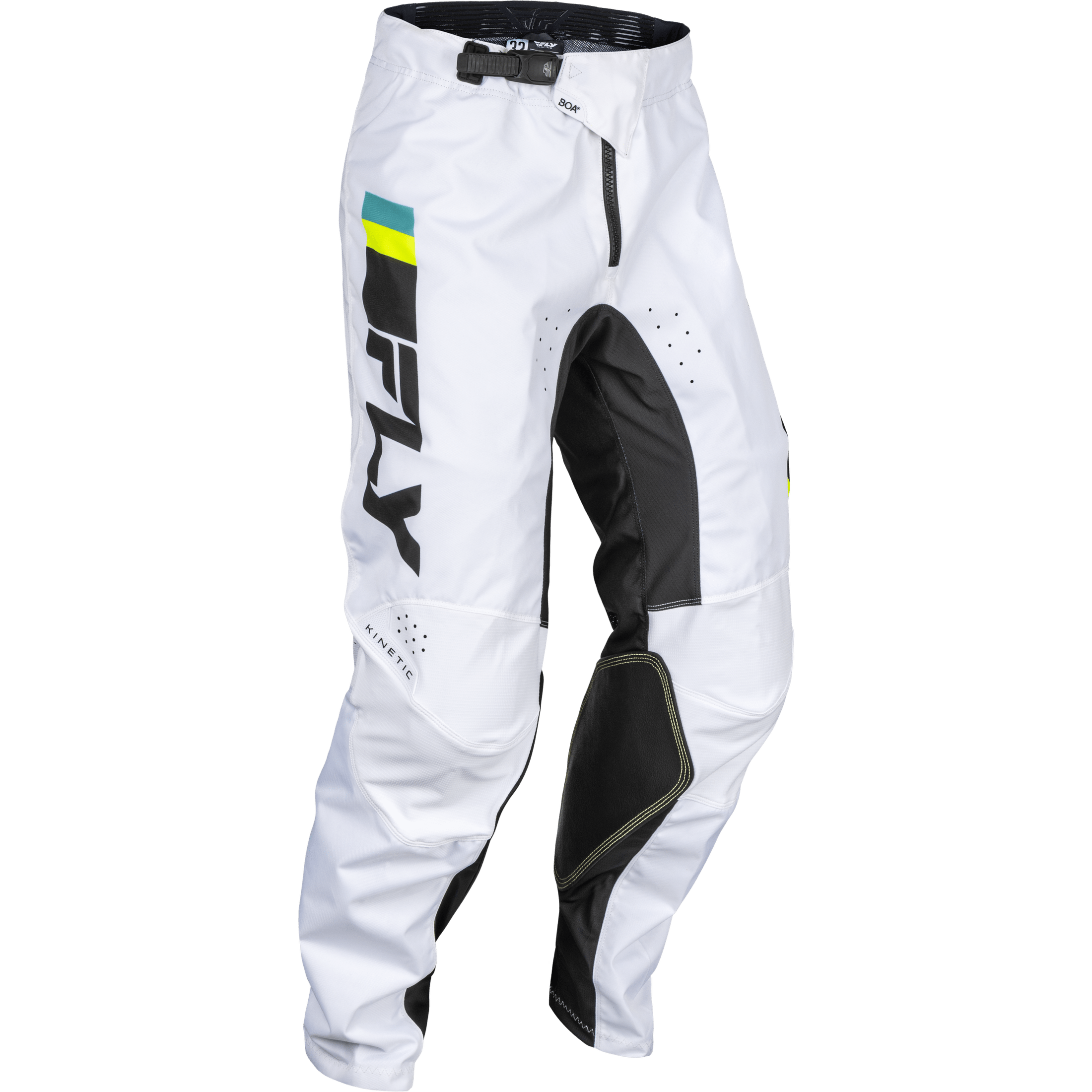 FLY RACING KINETIC PRIX PANTS WHITE/BLACK/HI-VIS SZ 38