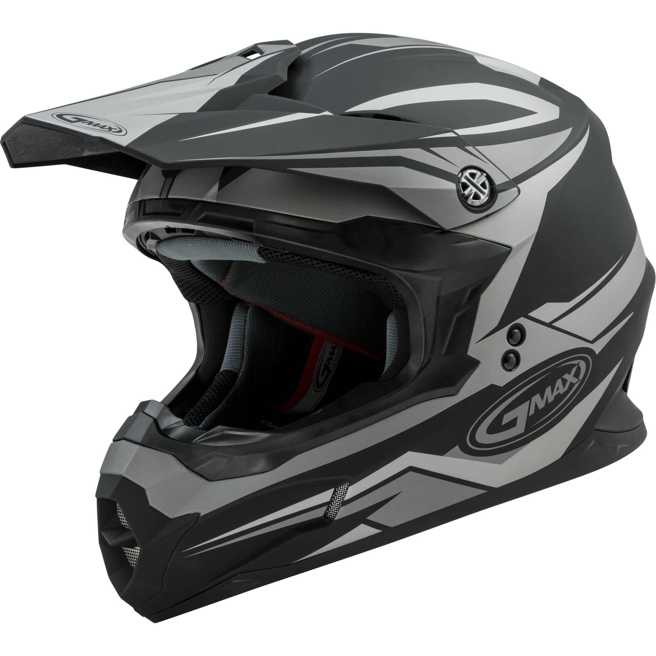 GMAX MX-86 OFF-ROAD REVOKE HELMET MATTE BLACK/SILVER MD