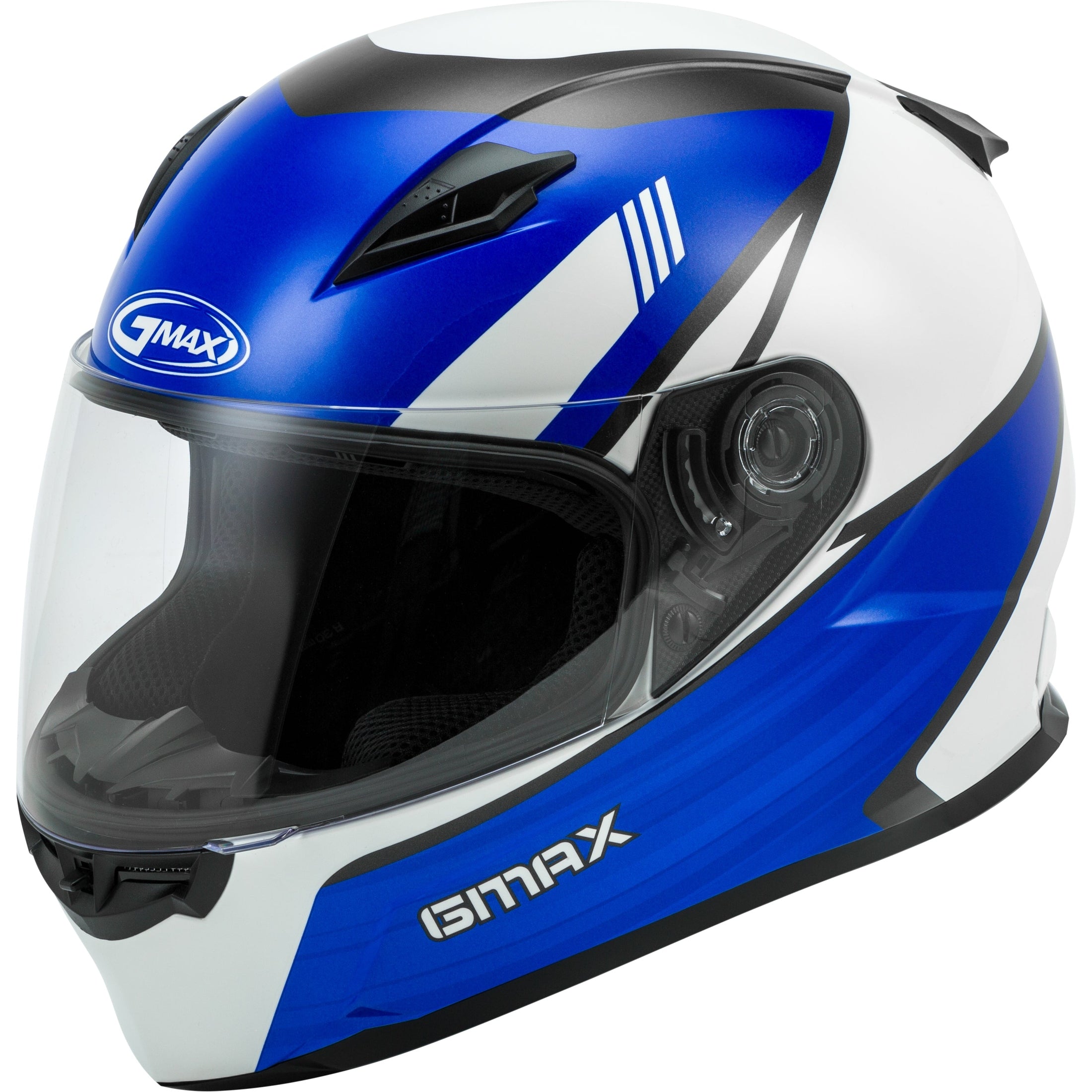 GMAX YOUTH GM-49Y FULL-FACE DEFLECT HELMET WHITE/BLUE YS