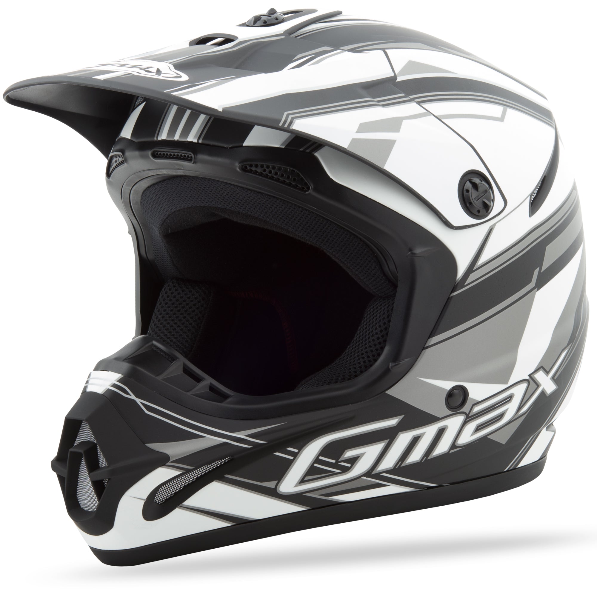 GMAX GM46.2Y TRAXXION HELMET FLAT BLACK/WHITE/SILVER YL