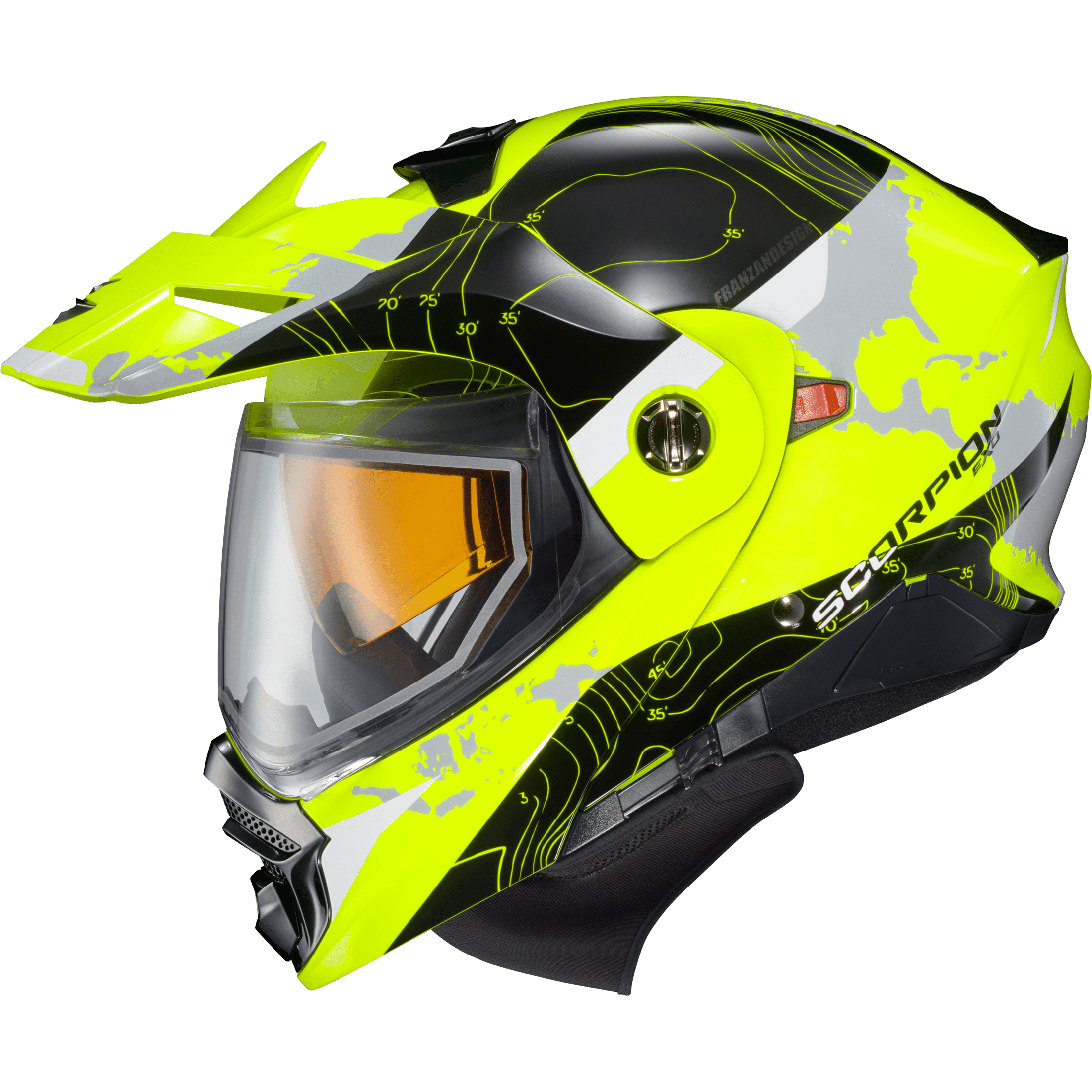 SCORPION EXO EXO-AT960 COLD WEATHER HELMET TOPOGRAPHIC HI-VIS MD (DUAL)