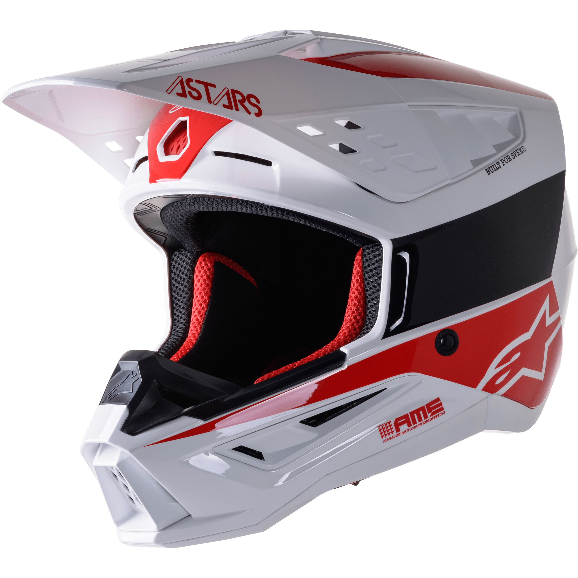 ALPINESTARS S-M5 BOND HELMET WHITE/RED GLOSSY LG