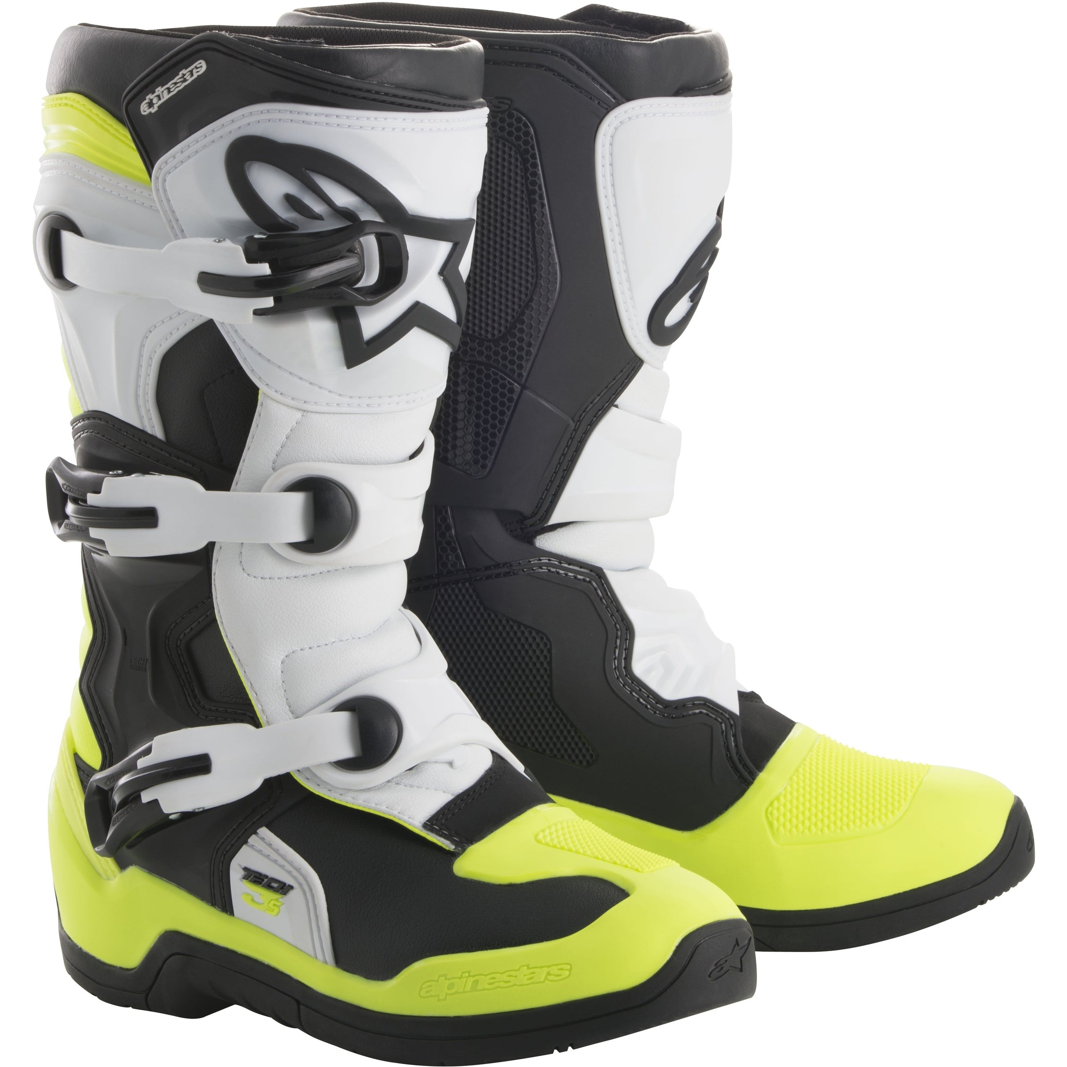 ALPINESTARS TECH 3S BOOTS BLACK/WHITE/YELLOW SZ 05
