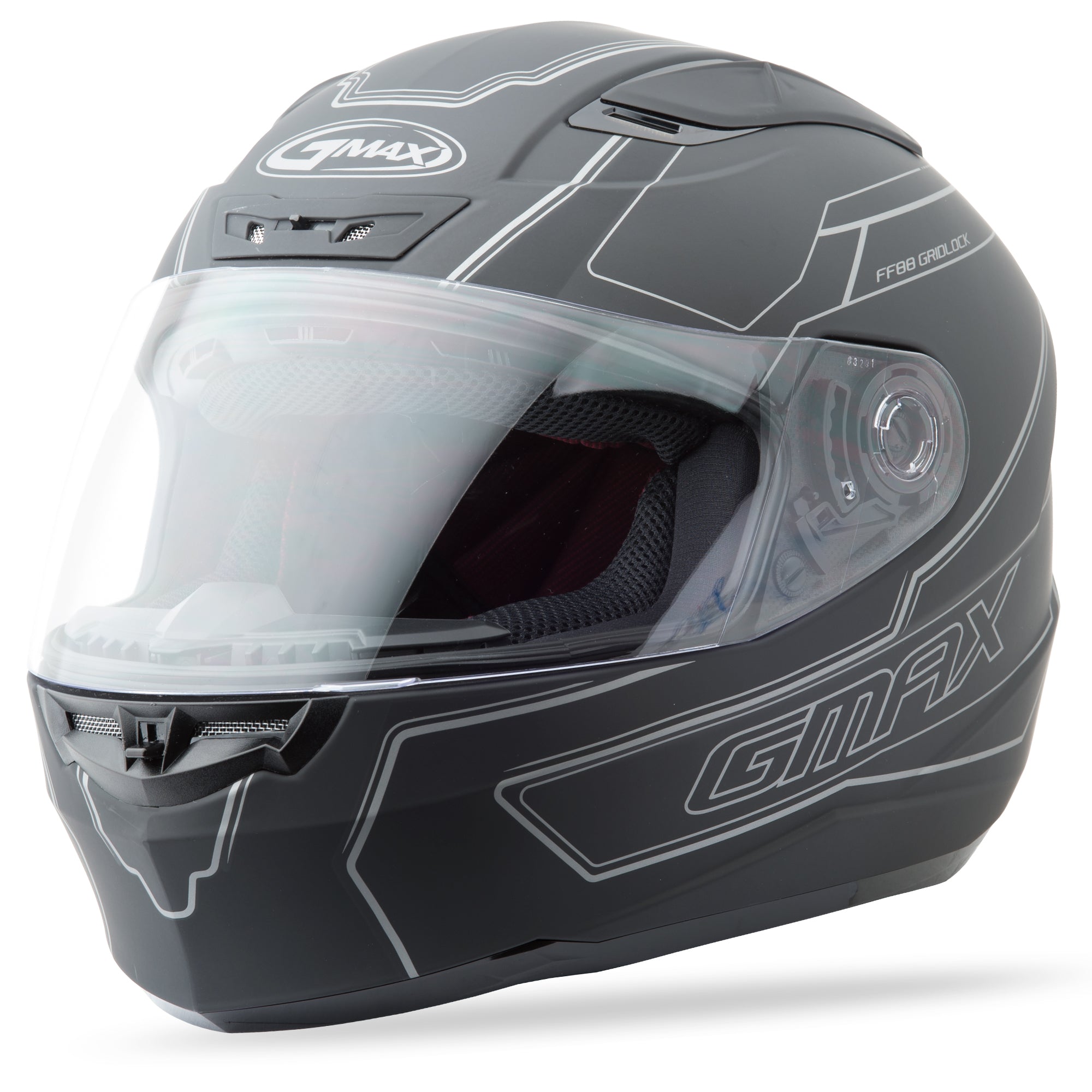 GMAX FF-88 FULL-FACE DERK HELMET MATTE BLACK/SILVER 2X