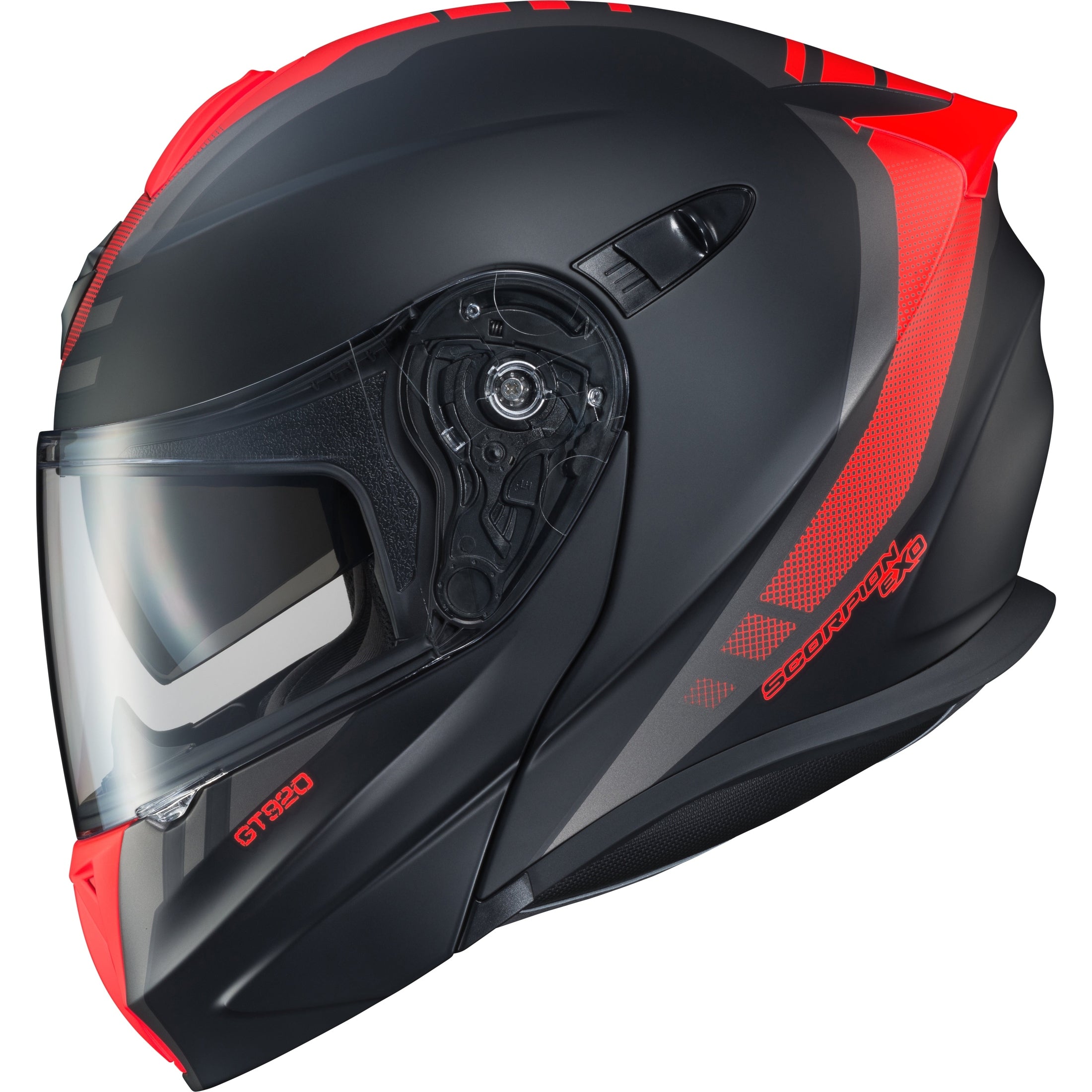 SCORPION EXO EXO-GT920 MODULAR HELMET UNIT MATTE BLACK/NEON RED SM