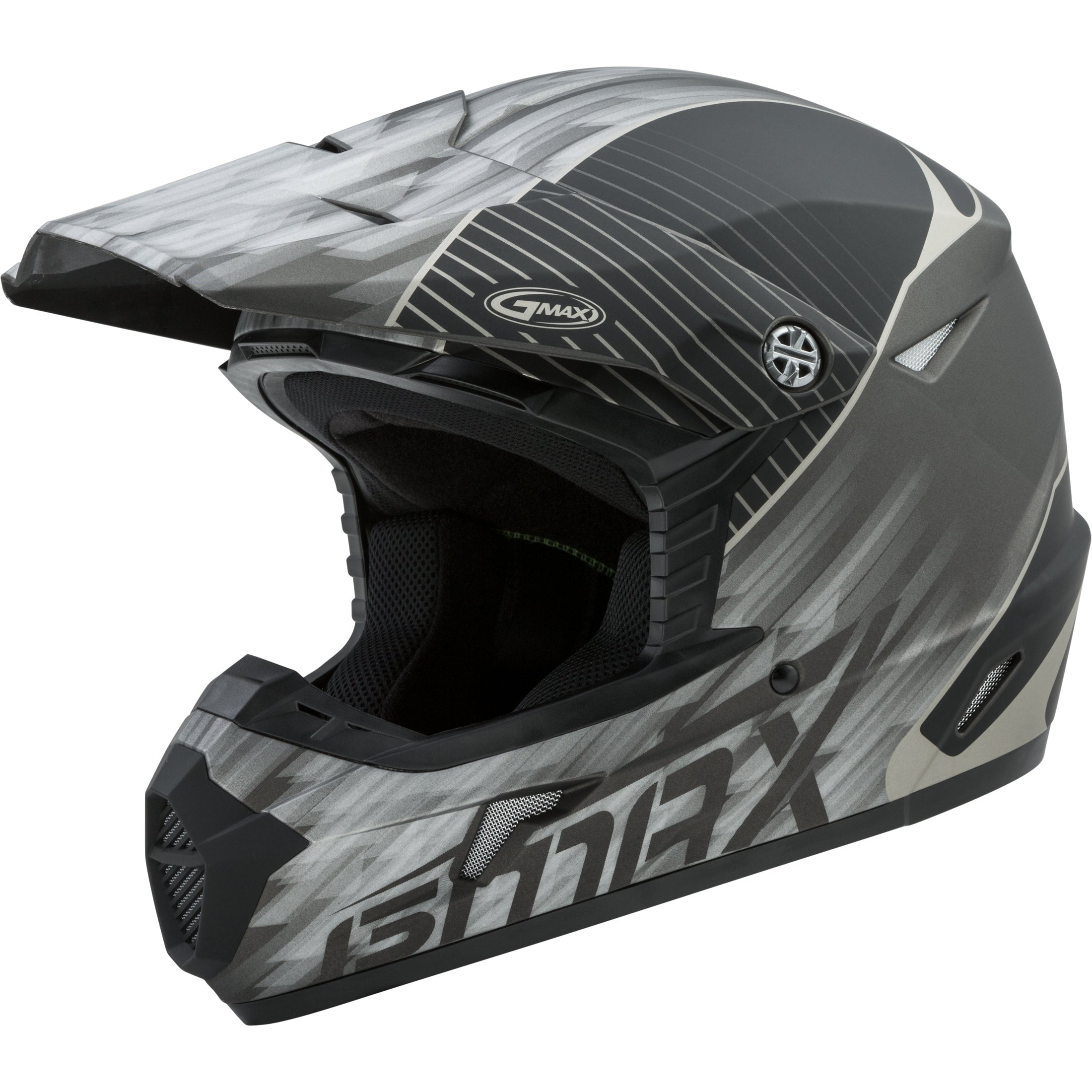 GMAX YOUTH MX-46Y OFF-ROAD COLFAX HELMET MATTE BLACK/SILVER YS