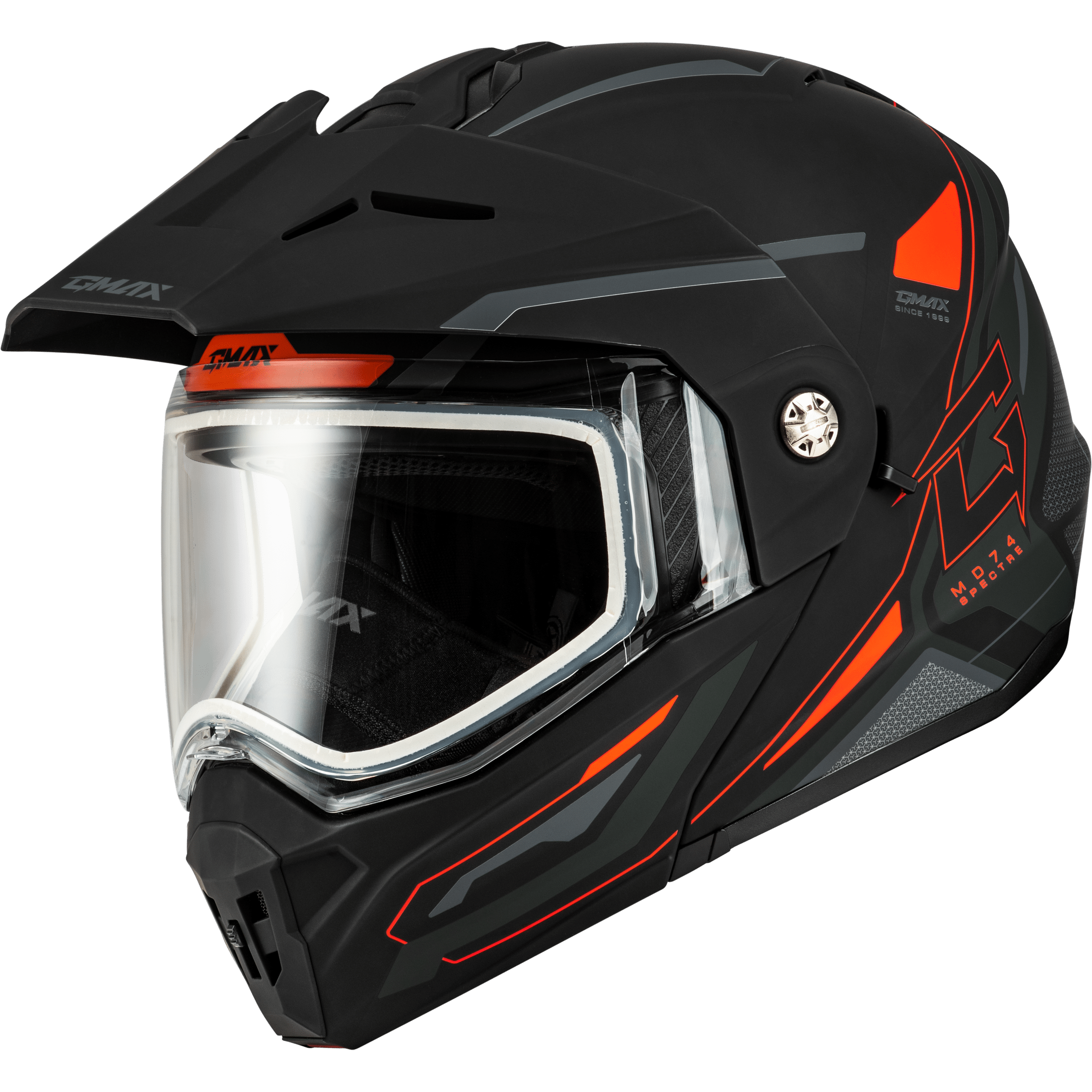 GMAX MD-74S SPECTRE SNOW HELMET MATTE BLACK/RED MD