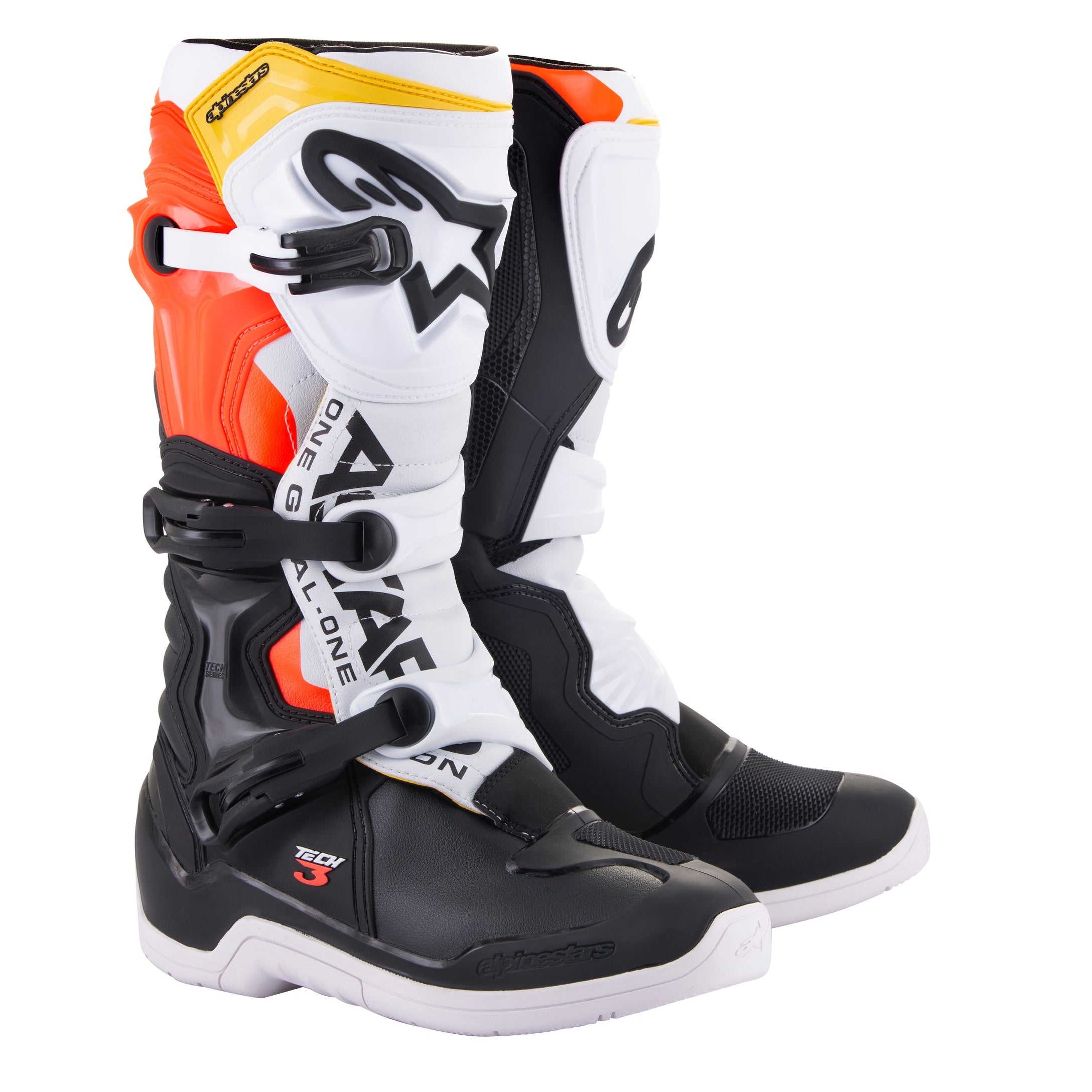 ALPINESTARS TECH 3 BOOTS BLACK/WHITE/ RED/FLUO YELLOW SZ 13