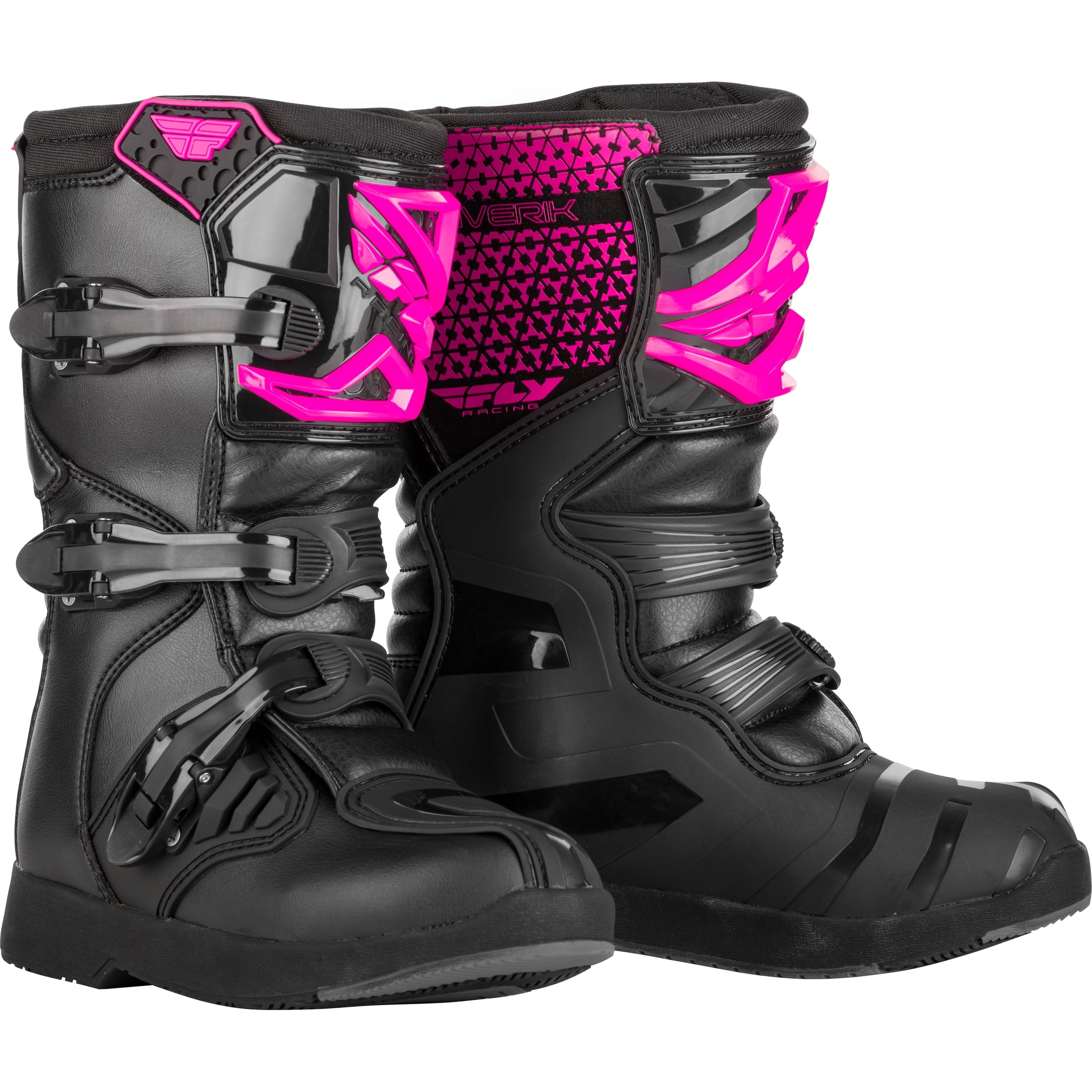 FLY RACING YOUTH MAVERIK BOOTS PINK/BLACK SZ 06