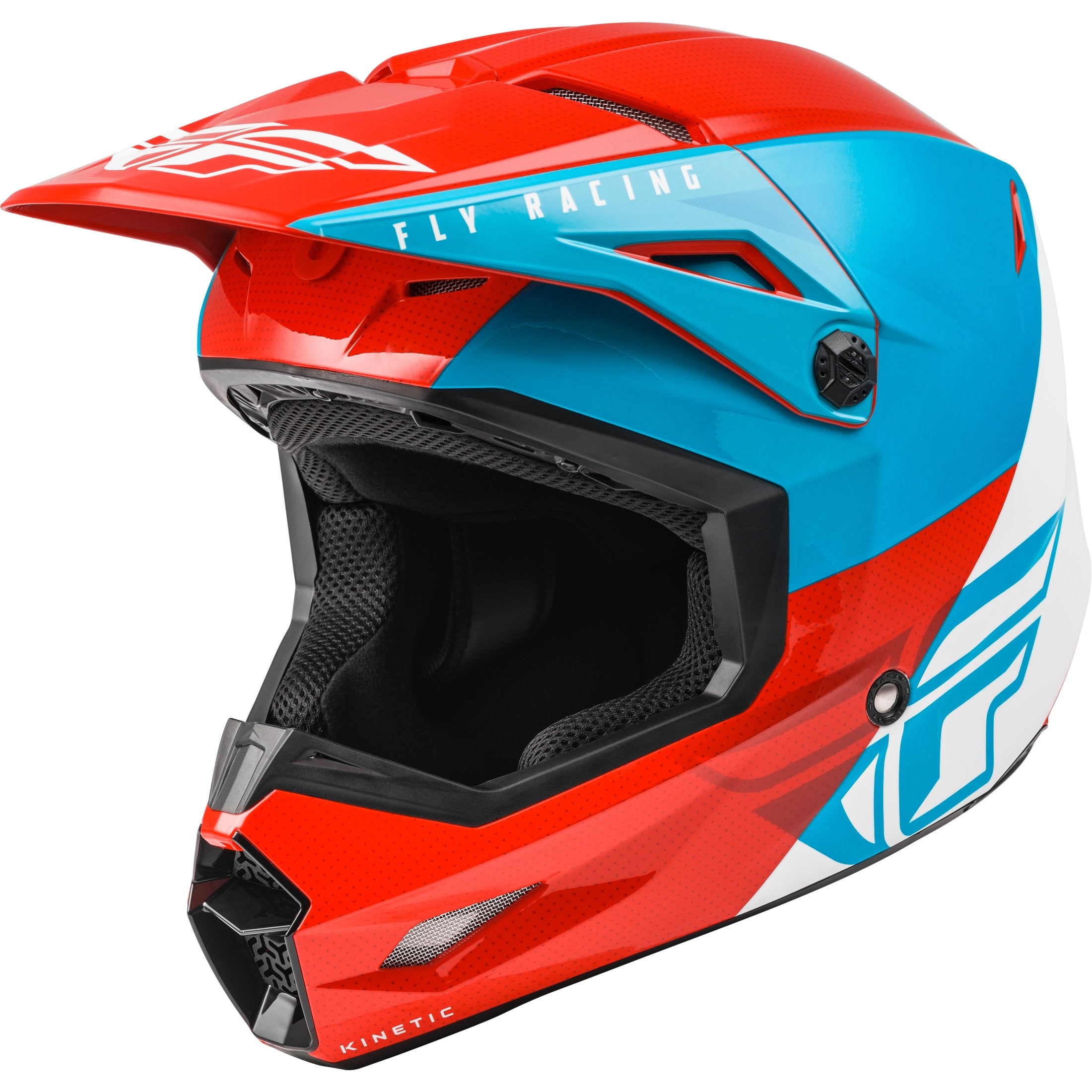 FLY RACING YOUTH KINETIC STRAIGHT EDGE HELMET RED/WHITE/BLUE YS